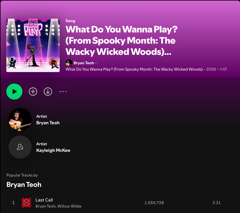 BryanTeohMusic's tweet photo. "What Do You Wanna Play?" is now available to stream on Spotify. Link in comments. 
#spookyMonth https://t.co/m1tNGV7q4J