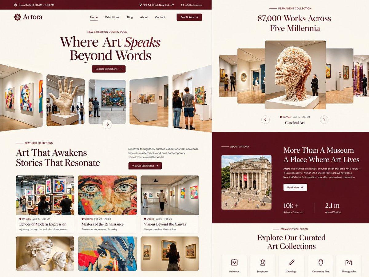 dorisc1q2's tweet photo. Does your art gallery website truly showcase the art — or does it make visitors work to find what they’re looking for? 🎨

A professional museum or gallery website should make it easy for visitors to:

✨ Discover exhibitions
🖼️ Explore collections
📅 Find upcoming events https://t.co/E8ViluFn7p