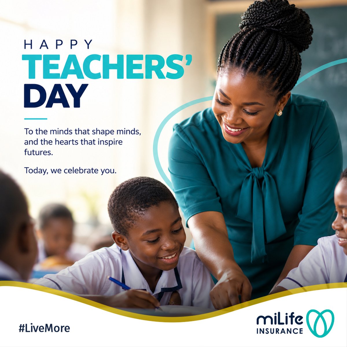 miLifeGhana's tweet photo. Behind every lesson is a teacher helping shape a future.
Today, we celebrate the patience, passion, and dedication of teachers everywhere.
Happy Teachers’ Day! 💙
.
.
.
.
#LiveMore #WorldTeachersDay #HappyTeachersDay https://t.co/tkMrOIXOoj