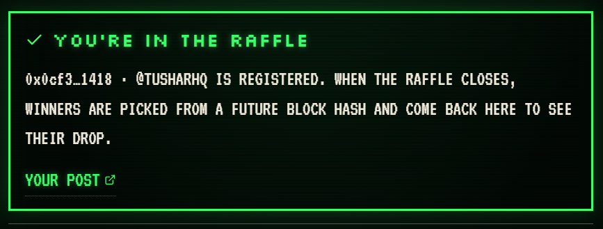 TusharHQ's tweet photo. Identity Units applications are open.

@IdentityUnits is creating 787 NFTs through an IMD agent swarm. One agent creates the art, another reviews it, and only approved pieces become Units.

IMD Seat holders get priority during Genesis to claim 1 free Unit per wallet. Once Genesis is filled, the remaining spots will be raffled using a future block hash.

Apply here: https://t.co/rbbsYFbG2Y

• Enter your IMD Seat holder wallet
• Complete the required X post
• Register and wait for your allocation
�� Genesis plus 14 additional drop waves are planned

Trading fees will support IMD, new swarm tasks, more Units and IMD burns.