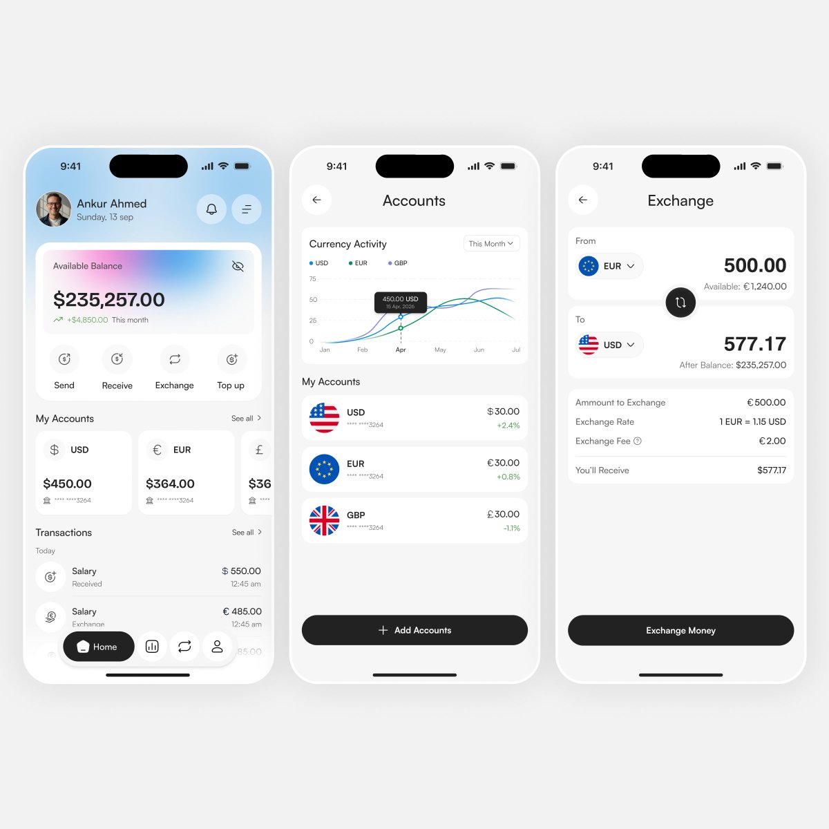 Ankurahmmed's tweet photo. Multi-Currency Finance App — Global Money Management
#Fintech #FinanceApp #FintechDesign #FintechUI #FintechUX #MoneyManagement #MultiCurrency #CurrencyExchange #InternationalPayments #FinancialApp #MobileAppDesign #ProductDesign #UXDesign #UIDesign #DigitalFinance #BankingApp https://t.co/3fUG7iPCLm