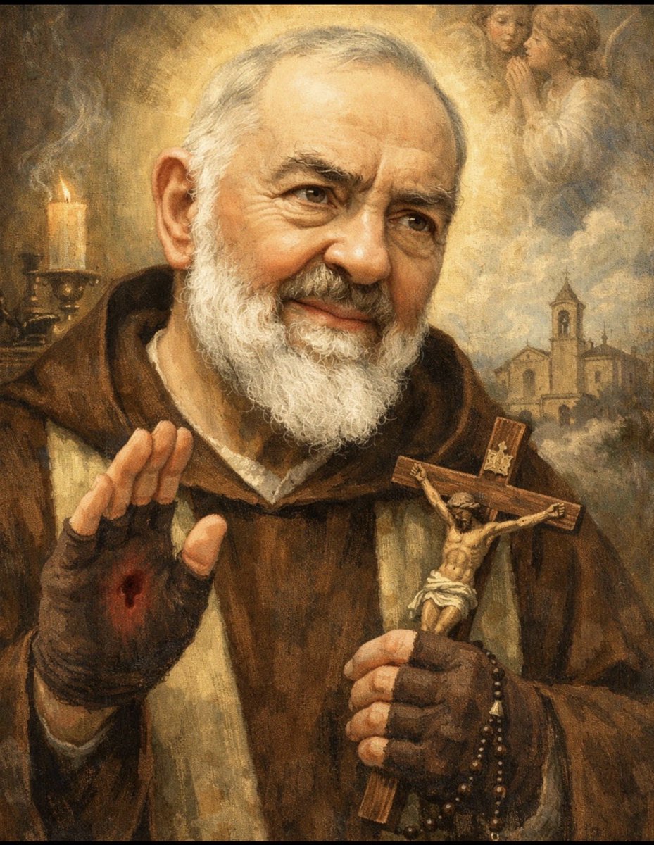 Drue67094090722's tweet photo. “Be cheerful. Jesus will take care of everything. Let us pay no attention to people who do not know what they are saying. Let us trust in Jesus and our heavenly Mother, and everything will work out well.”
— St. Padre Pio https://t.co/EJBfYzle4j