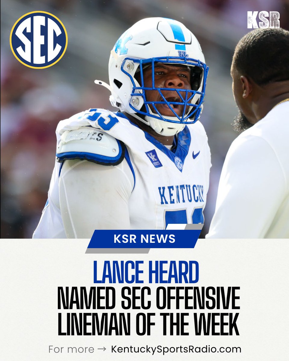 RoushKSR's tweet photo. Kenny Darby and Lance Heard earn SEC Player of the Week honors following the OT victory at South Carolina. 

https://t.co/cRzU0xHjba https://t.co/VPZX5exMAt