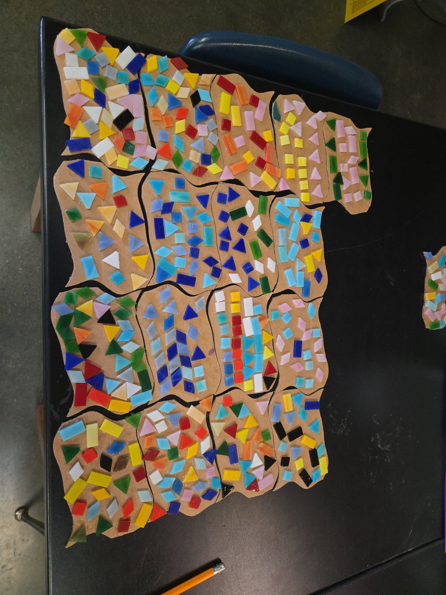 kalzimm's tweet photo. “Color in certain places…makes the outlines and structural planes seem more energetic.” —Antoni Gaudí 🎨

Our 👩🏾‍🎓 explored Hispanic Heritage through Gaudí-inspired trencadís mosaics, combining art + math + creativity to turn individual pieces into something beautiful! 🧩✨ #STEAM https://t.co/fyF5PjUKqp