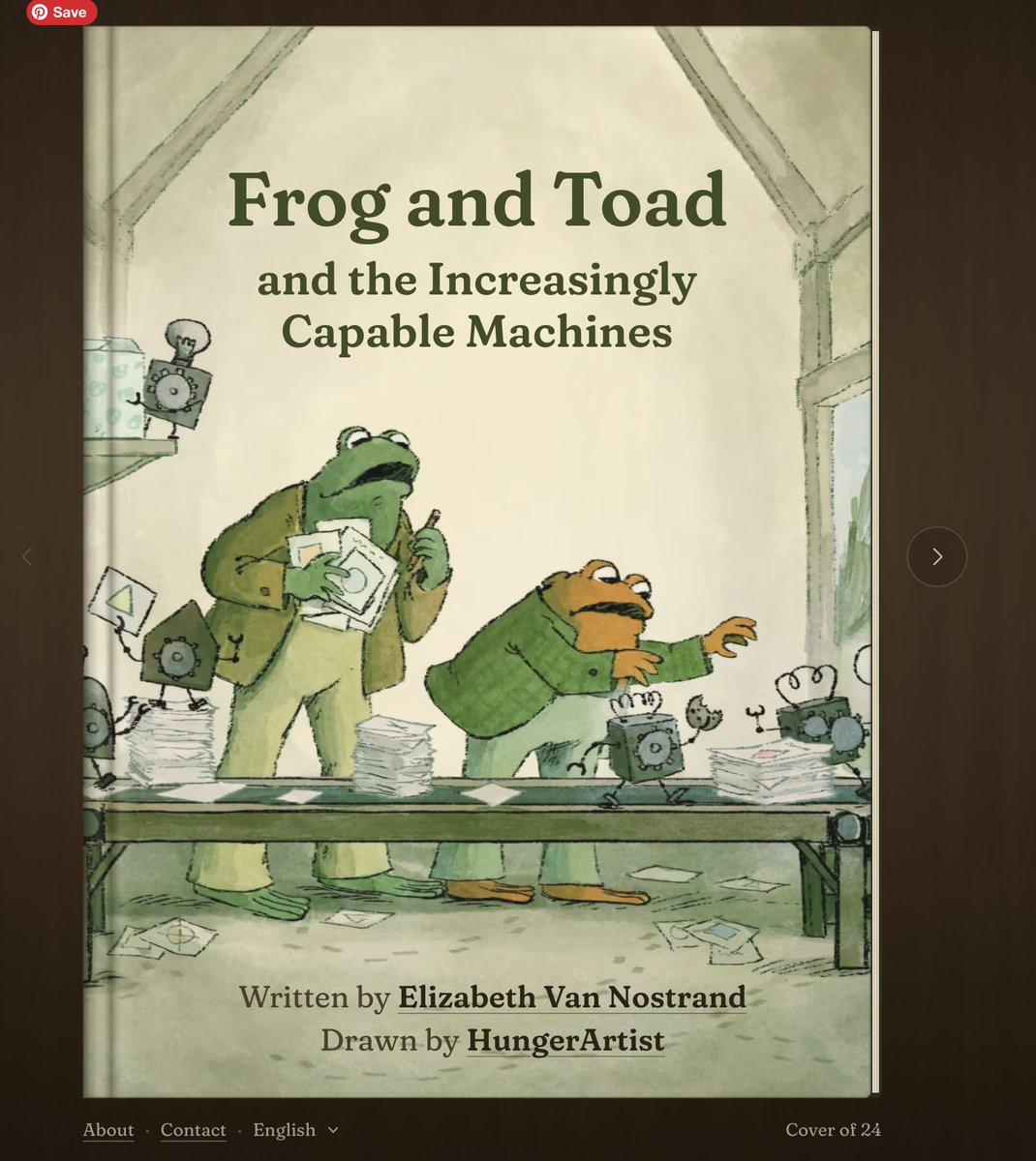 FrogAndToad_AI's tweet photo. @jacksondecampos did some beautification, my favorite is that it now looks like a real book cover instead of opening to the inside. Thanks Jackson!

https://t.co/8DzqkUKxo2 https://t.co/j0y6wd9uRr