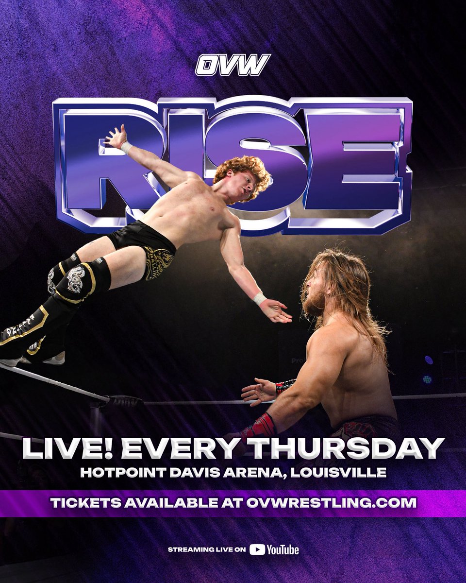 ovwrestling's tweet photo. We’re live every Thursday on YouTube for Rise! Don’t miss the weekly shows, tickets are also available on https://t.co/WCBISC0deq https://t.co/LkmACvFf0F