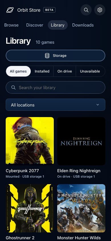 Techjunkie_Aman's tweet photo. Orbit Store just turned a jailbroken PS5 into its own game download manager.

No PC is required for the downloading part.

You can browse the catalogue directly on your TV, choose a source and storage location, then queue downloads straight to the PS5 or an attached drive.

• Native TV interface
• Browse, search and filter games
• Single-file FFPFSC/exFAT downloads
• Pause, resume, retry and reorder
• Download to internal or attached storage
• Phone control over your local network
• Library management through ShadowMount
• Four connections for supported downloads
• No account or telemetry

And no, you don't specifically need an SSD.

But Orbit Store doesn't directly install or launch games. It's a download manager. The downloaded files can be managed through compatible tools like ShadowMount.

Orbit Store 0.7.0 is still an experimental beta, so full console validation is ongoing.

Would you use Orbit Store on your jailbroken PS5?