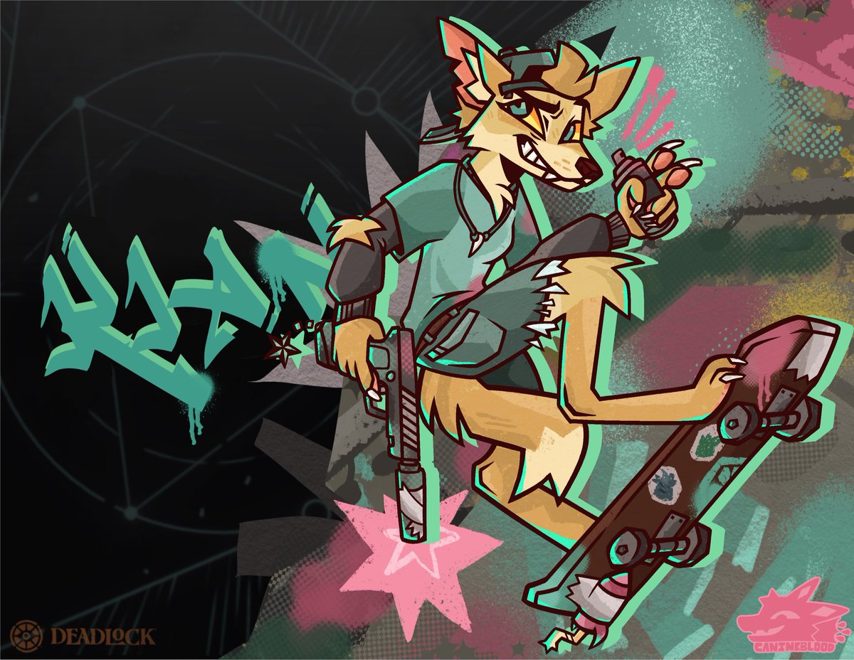 CANlNEBLOOD's tweet photo. Been playing deadlock (very badly) lately and I’ve decided that I like the game enough that it will be bestowed the highest honor I can personally give, a self-insert oc 🛹💨 https://t.co/IPDKxt2GxR