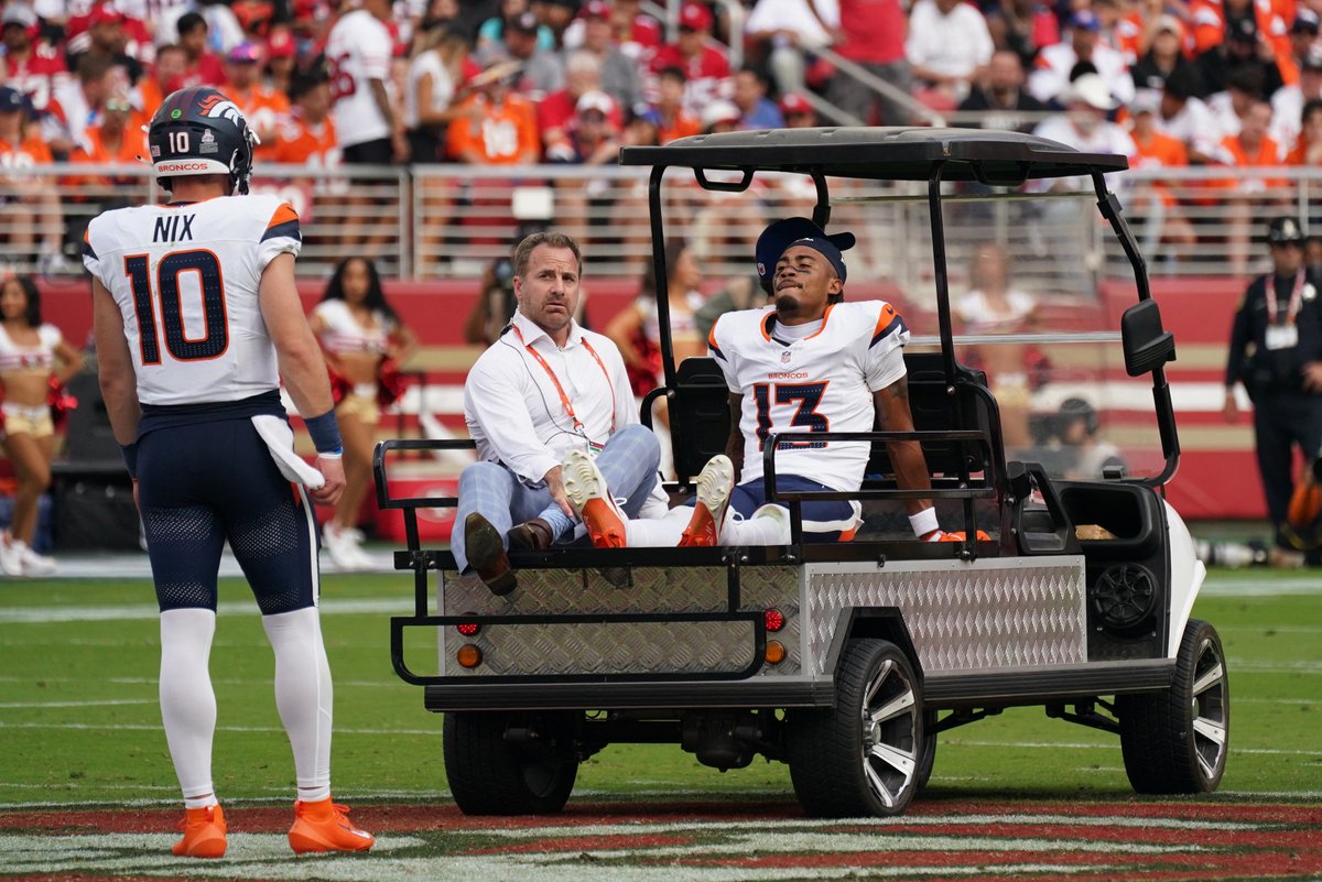 ZacStevens's tweet photo. Breaking: Pat Bryant sprained his ankle in the Broncos' loss to the 49ers and is expected to miss a few weeks, per source (1st @AdamSchefter).

Broncos and Pat avoided a season-ending injury, which is a big win. https://t.co/3er7qx0TVS