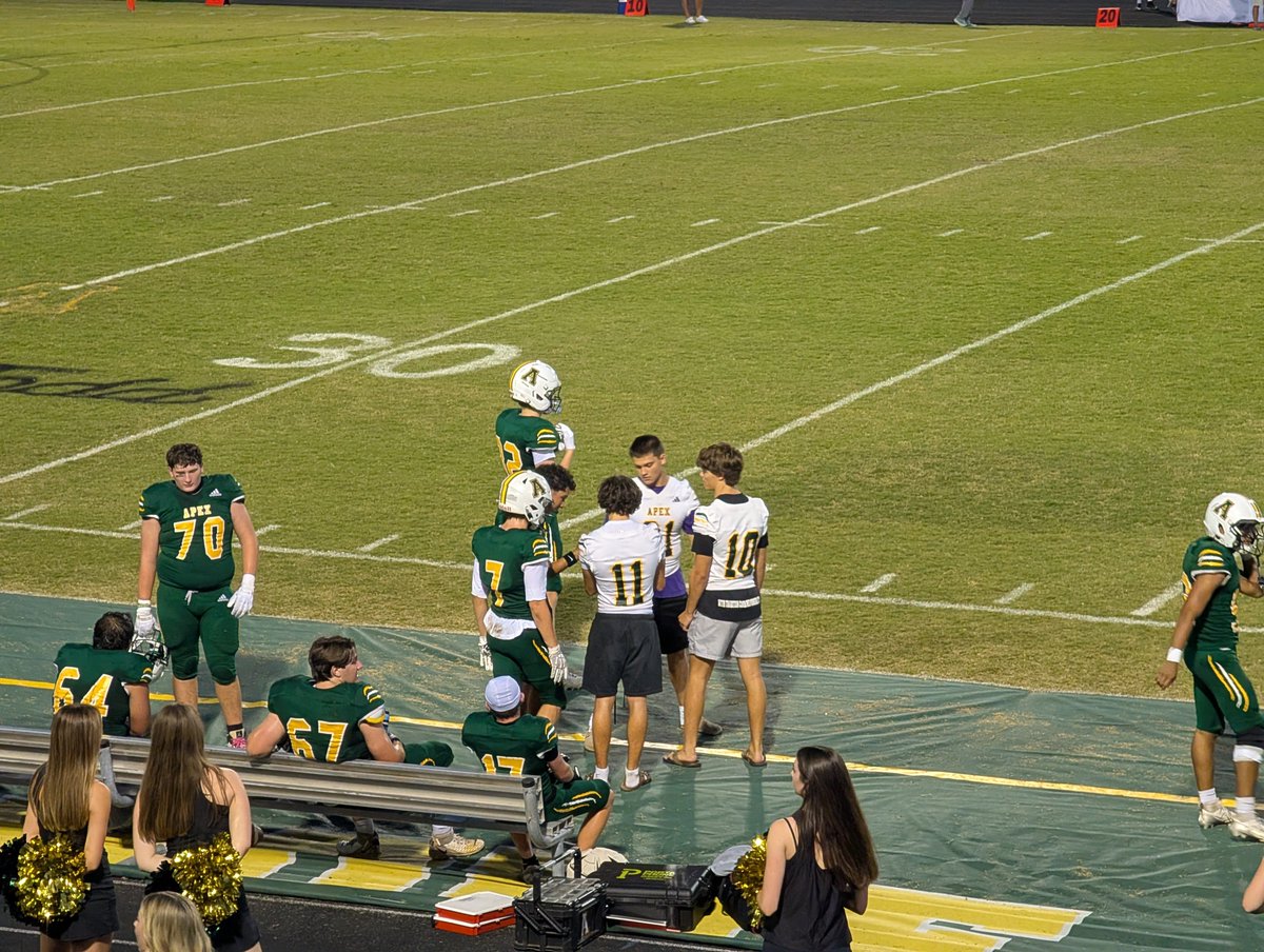 dylanp919's tweet photo. Huge thanks to @CoachFronk &amp; staff for keeping me involved while I heal my quad. Tough not playing under Friday night lights, but being trusted to work the iPad and support the guys means everything. Still locked in doing whatever it takes to win! 🏈 @ApexFB @apexhsathletics https://t.co/pP6lxwqCDr