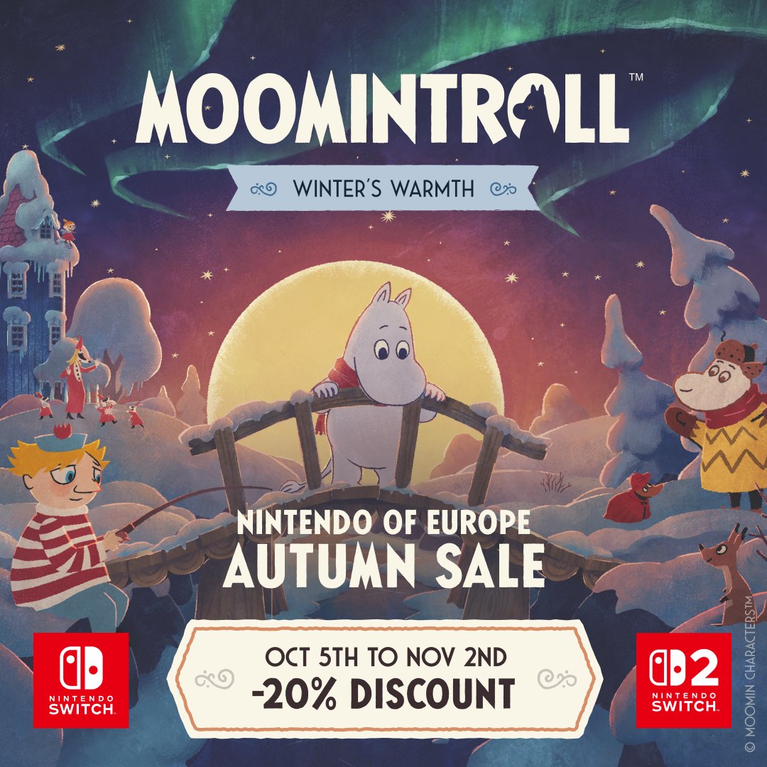hypergames's tweet photo. Cozy on the go! ☕️🎮🚶

We are celebrating the cozy and colorful season of fall and Moomintroll: Winter's Warmth is on sale for Nintendo Switch on both Nintendo of Europe, and Nintendo of America ✨

Available for Nintendo Switch, and Nintendo Switch 2! https://t.co/lWb7Rn0uM1