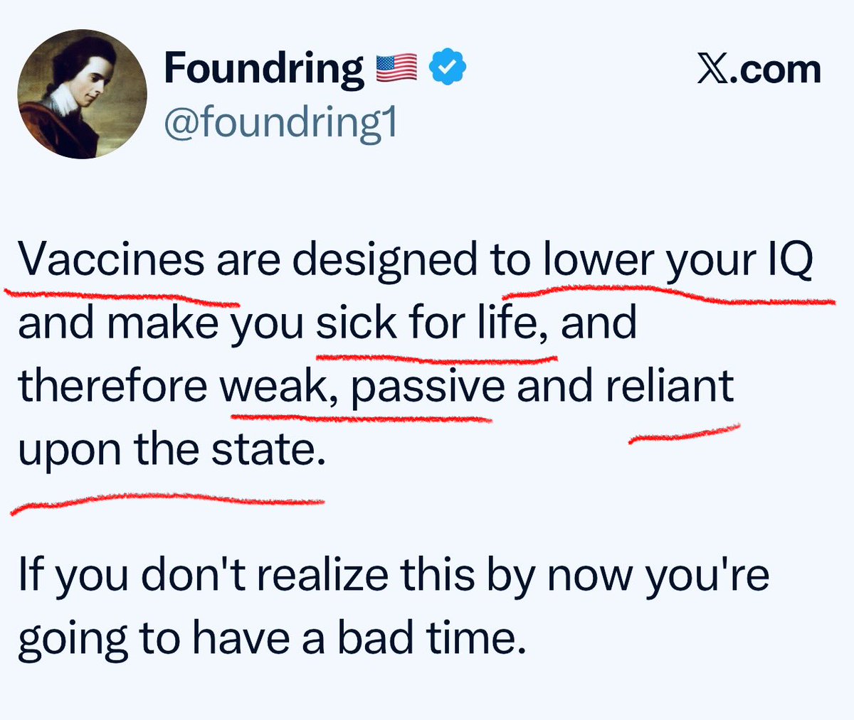 stopvaccinating's tweet photo. Vaccines do not confer immunity, don’t stop death, don’t stop disease, don’t lessen symptoms, don’t stop transmission. They never saved us. Vaccines cause chronic ailments, including seizures and autism, among dozens of others. And kill. 

THERE IS ONLY ONE EXPLANATION… https://t.co/aBk46i3dm6