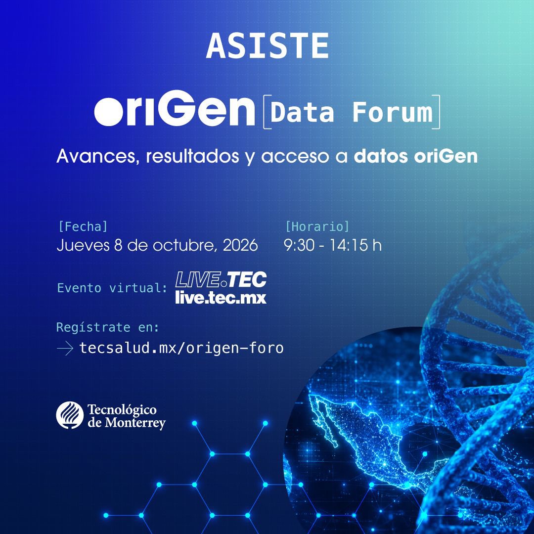 Tec_CSF's tweet photo. Conéctate al oriGen Data Forum 2026 y conoce los avances más recientes de oriGen, sus resultados y las posibilidades de acceso a sus datos para impulsar nuevas investigaciones y colaboraciones científicas.​

Sigue la transmisión por LIVE.TEC​​
 Registro: https://t.co/EUWnN6DpAG https://t.co/0ZF0dnSru0