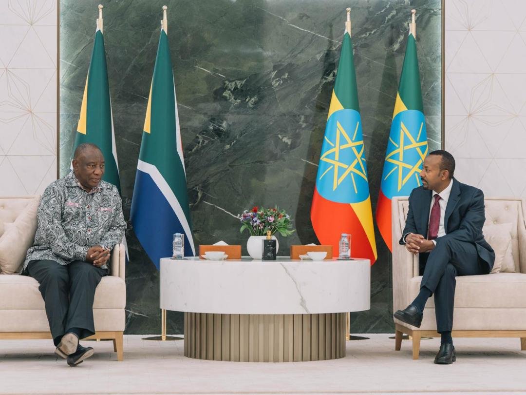 AbiyAhmedAli's tweet photo. I welcome my brother, President @CyrilRamaphosa , to Ethiopia and appreciate his warm congratulations as we mark the formation of the Medemer Government today. 

Ethiopia and South Africa maintain strong and historic ties, rooted in our shared commitment to African solidarity, peace, development, and a prosperous future for our continent. We look forward to further deepening our partnership and strengthening the bonds of friendship between our two nations.