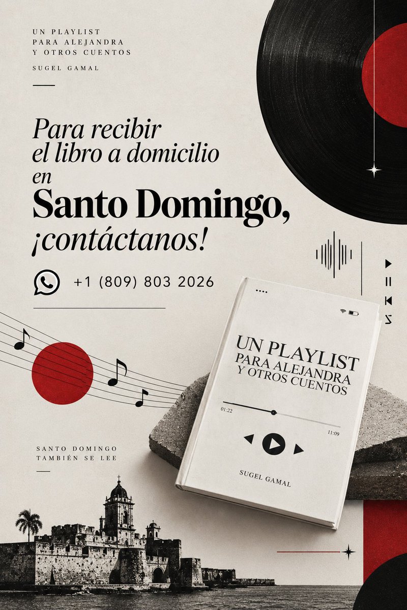 sugelgamalm's tweet photo. ¡Envíos a domicilio disponibles en Santo Domingo!  

​Haz que Un Playlist para Alejandra y otros cuentos llegue directo a tus manos.  

​📲 Contáctanos por WhatsApp al +1 (809) 803 2026 y solicita tu ejemplar hoy mismo.  

​#UnPlaylistParaAlejandra #SugelGamal #SantoDomingo https://t.co/mpMkKqTLI1
