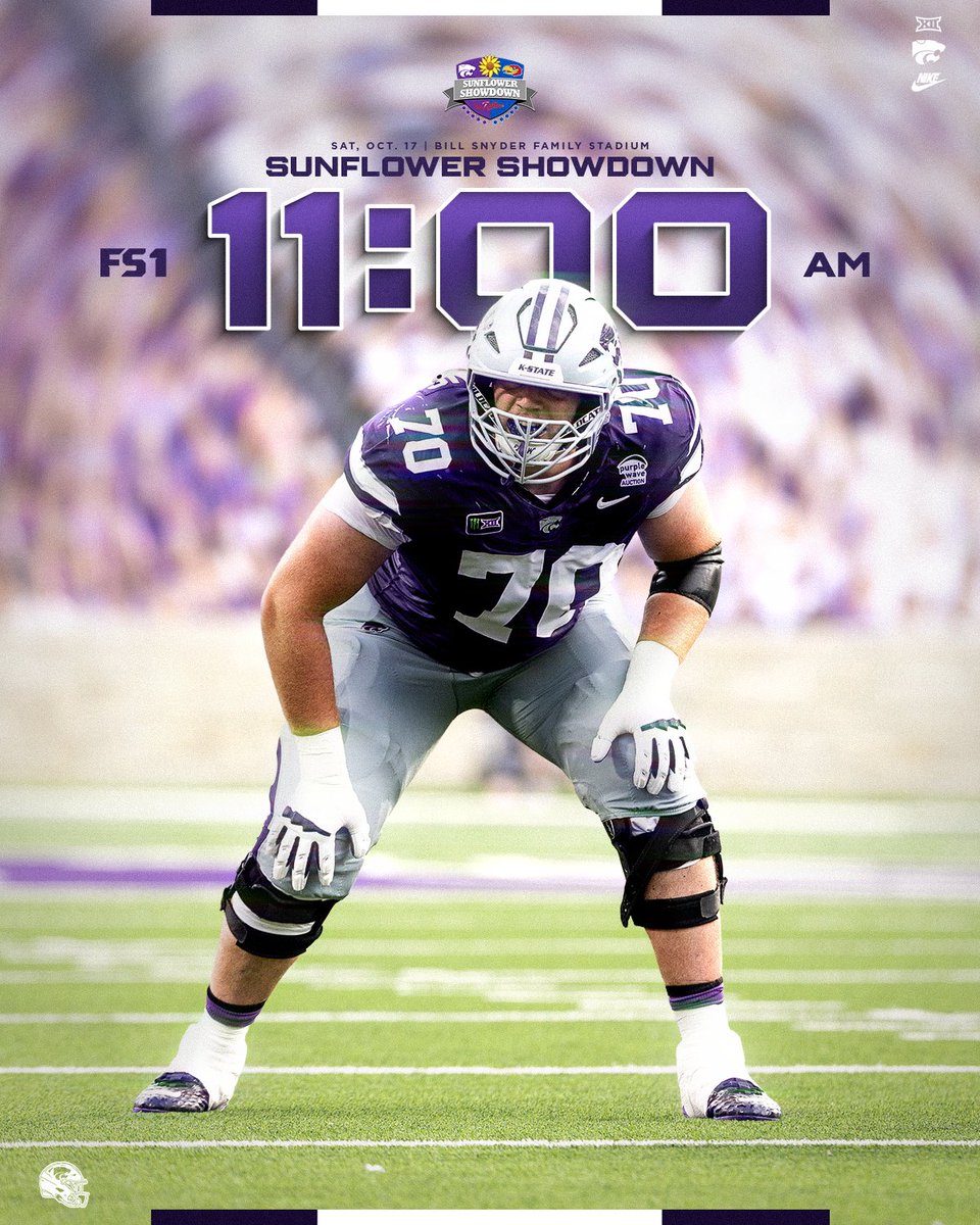 KStateFB's tweet photo. GAME TIME ANNOUNCEMENT

🗓️ 10.17.26 vs KU
📺 @FS1 | 11 AM CT https://t.co/1dWVsLLYJM