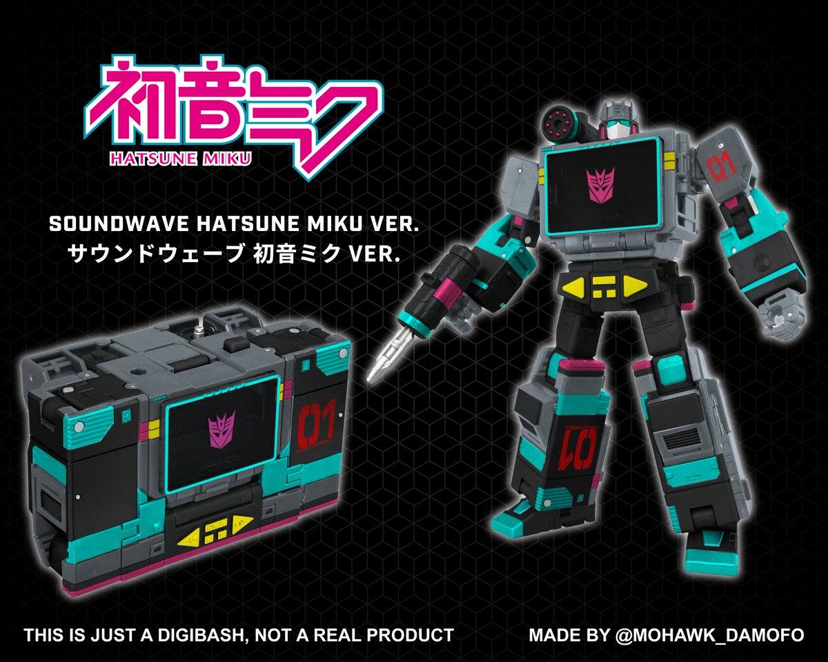 Mohawk_DaMofo's tweet photo. TF × HATSUNE MIKU
New digibash dropped today!!!

◤ Soundwave Hatsune Miku Ver. ◥

RTs appreciated! Btw my digibash comms still open, please DM if intrested XD
#Transformers #HatsuneMiku #Digibash https://t.co/JiwQJMfYMr