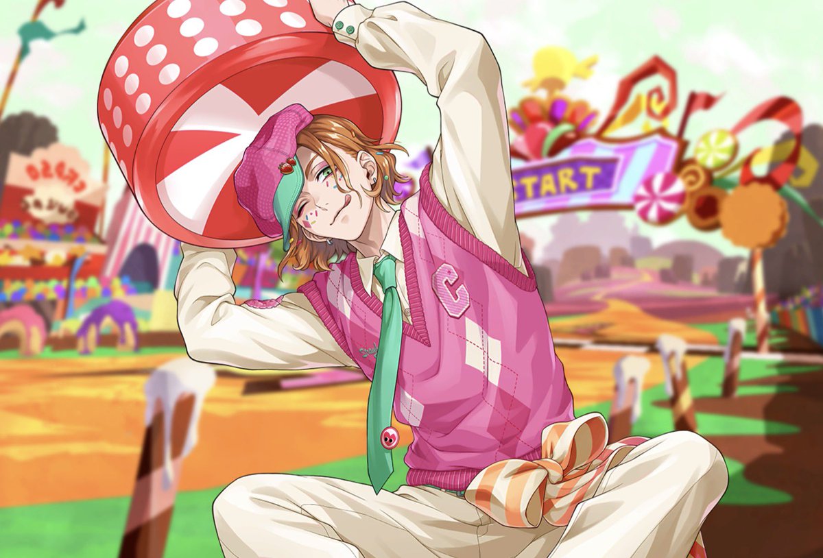 aitaikimochi's tweet photo. Sugar Race Trey says in his Home Screen: “Oh? Ah…actually yeah. I kind of like this hair color. It reminds me of an orange, doesn’t it look delicious?”

So uh…Trey thinks orange colored hair looks delicious, and who else has orange hair…? Cater…? 🫪 #TwistedWonderland https://t.co/LobPdysU57