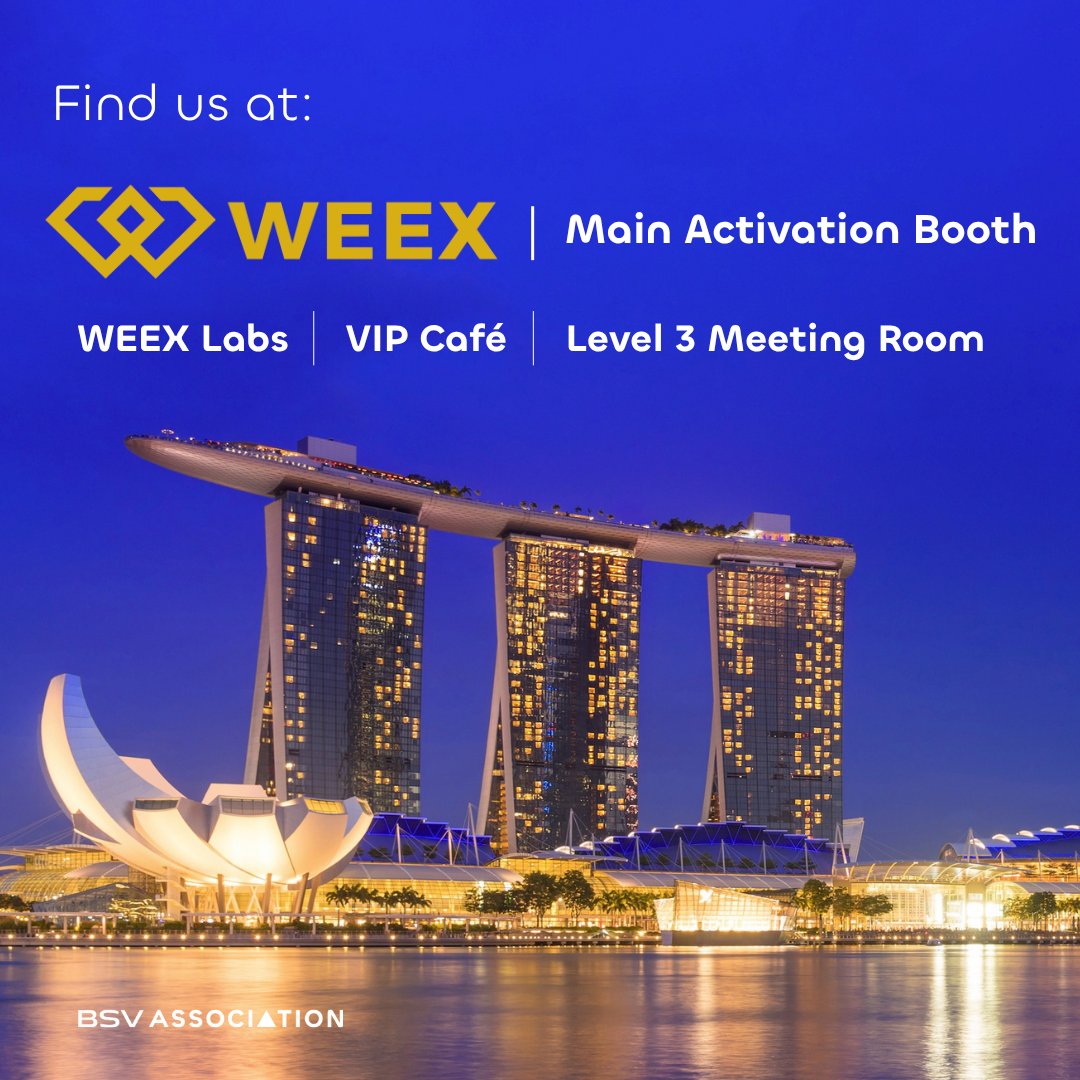 BSVAssociation's tweet photo. Singapore, here we come.

We land at @TOKEN2049 this week as a Gigantic Community Partner of @WEEX_official.

Come find the team at the WEEX booth, Marina Bay Sands, 7–8 Oct. It’s gonna be a good one 👀
