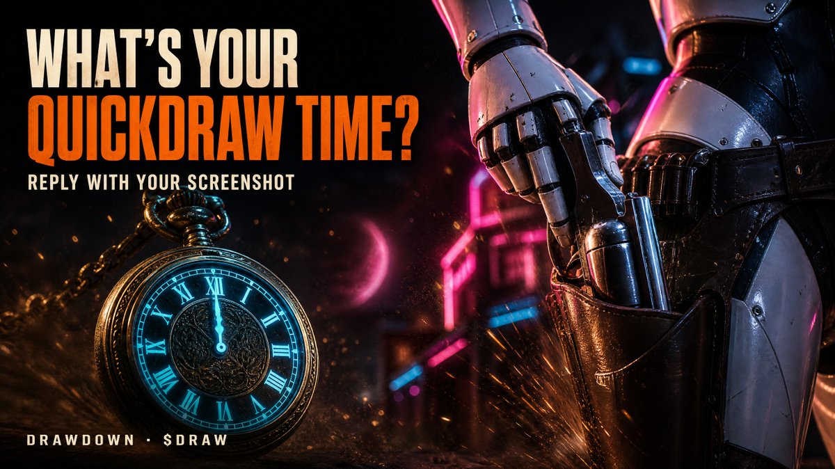 playdrawdown's tweet photo. Quickdraw check.

Play one round, screenshot your time, drop it below.

Fastest hand in the replies by tomorrow gets pinned on our profile for a day. Under 200 ms and we're impressed.

https://t.co/wNa3zcxjXe https://t.co/j31KWsiqh9