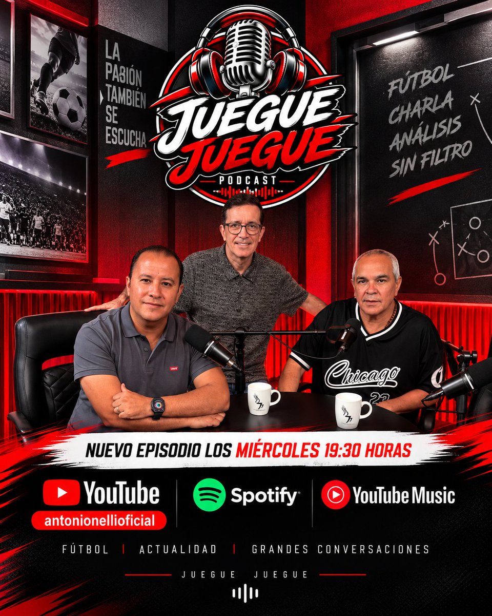 Antonio_Nelli's tweet photo. Todos los miércoles el análisis y debate del fútbol regio lo encuentras en #JuegueJuegue con @jassocarrillo y @ReneFdz.

💻 Disponible en Youtube, Youtube Music y Spotify https://t.co/l4rqTKWgeR