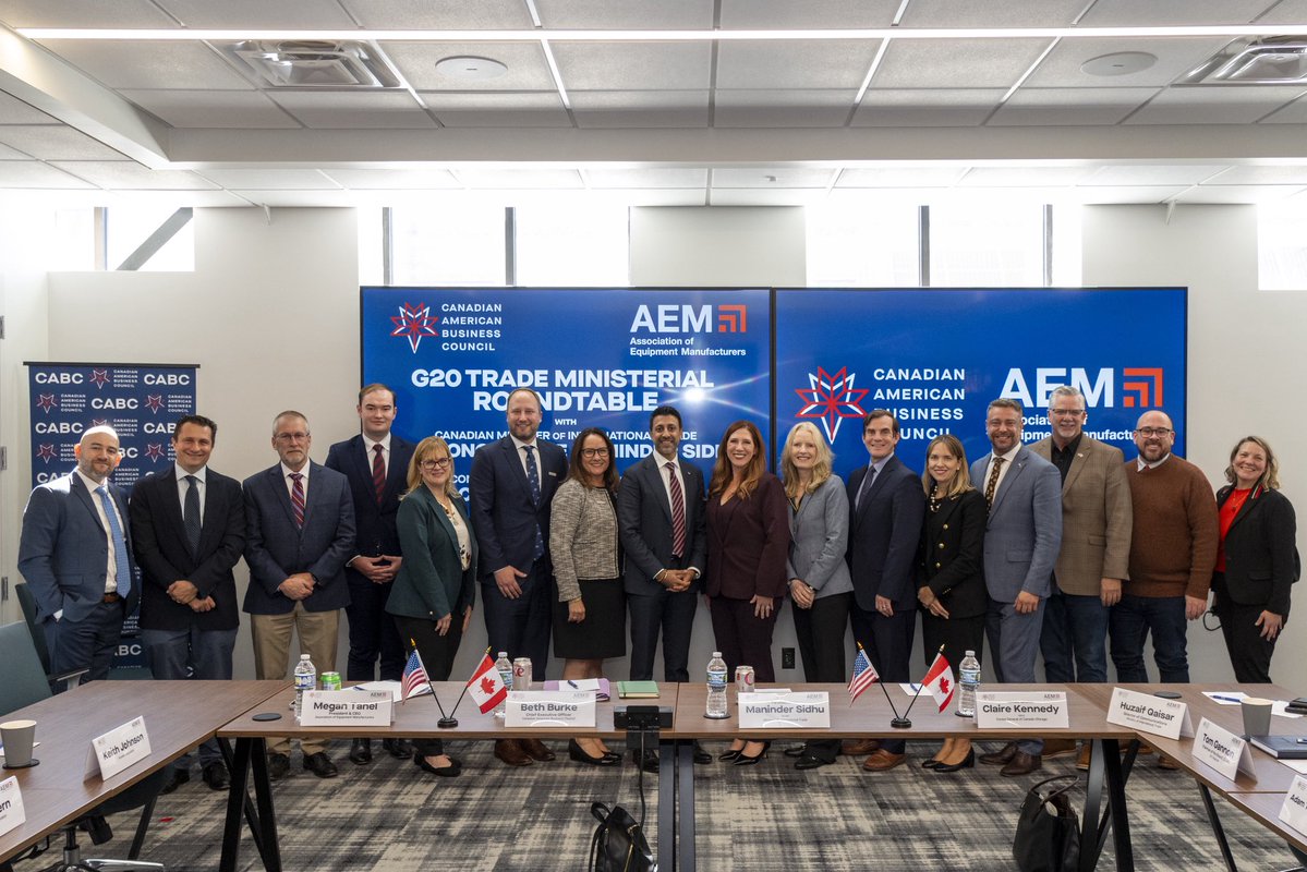cabc_co's tweet photo. Thank you to Minister @MSidhuLiberal and Consul General of Canada in Chicago Claire Kennedy for joining our G20 Trade Ministerial Roundtable last week in Milwaukee.
1/2 https://t.co/EmjOWIl59G