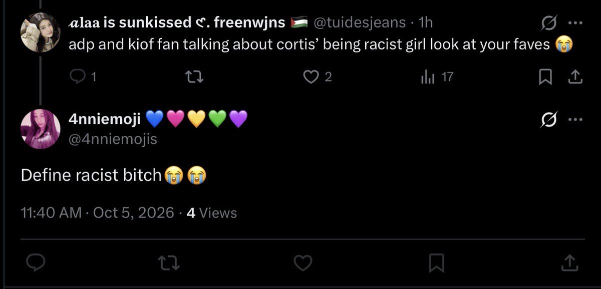tuidesjeans's tweet photo. this miserable ass chick yo im crying 😭😭if ur gonna stan racists at least hold them accountable and stop speaking on other groups. block = i ended @4nniemojis https://t.co/k9tM3Y4JZh