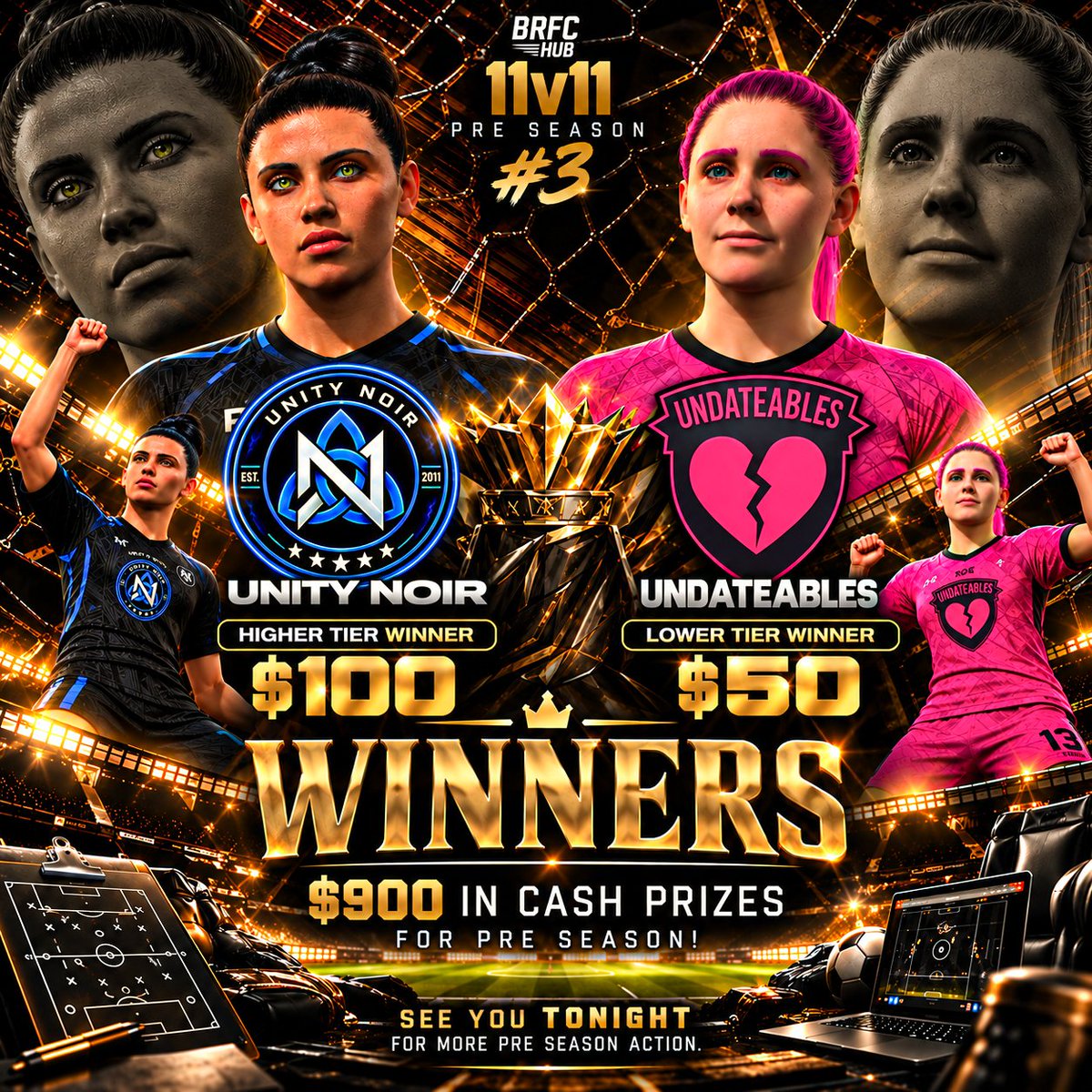 OfficialVPG's tweet photo. 🏆 VPG BRFC Pre Season Tournament Winners 🏆

Higher Tier
💰 $100 - @UnityNoir 
Mid Tier
💰 $50 - @UNDATEABLES__ 

Join us today for Tournament #4! 
Sign up here: https://t.co/I3MsLeI1jI 

👥 Winners
@rTikii_ 
@AndyyChi 
@TreRobertsxn 
@thoqw41 
@dyl88_ 
@unityjames 
@Jck7__ 
@Bailey_Ince18 
#Doom 
@MattD23x 
@Mxcr_G 

#VPG #ProClubs #FC27