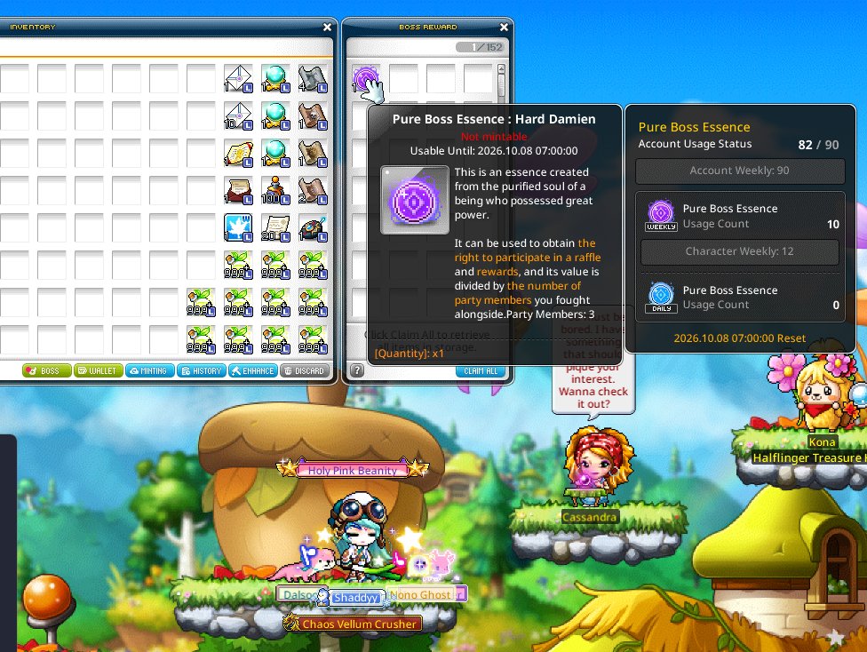 SetsaMidori's tweet photo. Weekly reset is almost here—just 2 days left! 🔥
Thanks to @MaplestoryU’s #InterWorldLog, I teamed up with my friend from Errai for Hard Damien while I’m from Fang! 💪
Don’t wait—jump in, meet players from other servers, and start your journey now!
https://t.co/a4zD25HOQr https://t.co/qoczgaVfeo