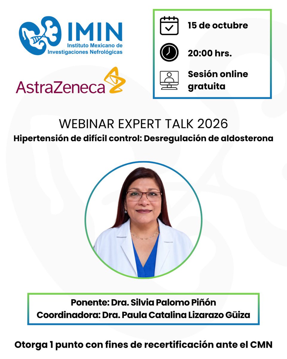 IMINmx's tweet photo. Sé parte de nuestro nuevo Webinar Expert Talk 2026.

📅 Jueves 15 de octubre | 20:00 hrs.
💻 Acceso Gratuito | Modalidad Virtual.

Participación especial de la Dra. Silvia Palomo Piñon.

🔗 Regístrate aquí: https://t.co/oFFc3LiE1U

#WebinarIMIN #IMIN #SomosIMIN #ExpertTalk2026 https://t.co/vARSNo292i