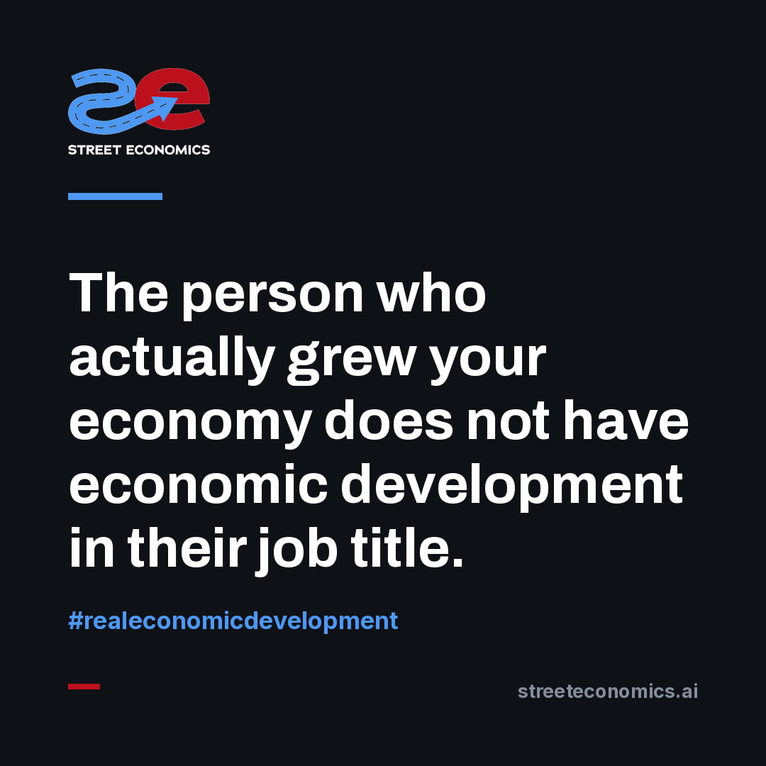 Streetconomics's tweet photo. The person who actually grew your economy does not have economic development in their job title.
#economicdevelopment #linkinbio https://t.co/ZPEiGNbhsa