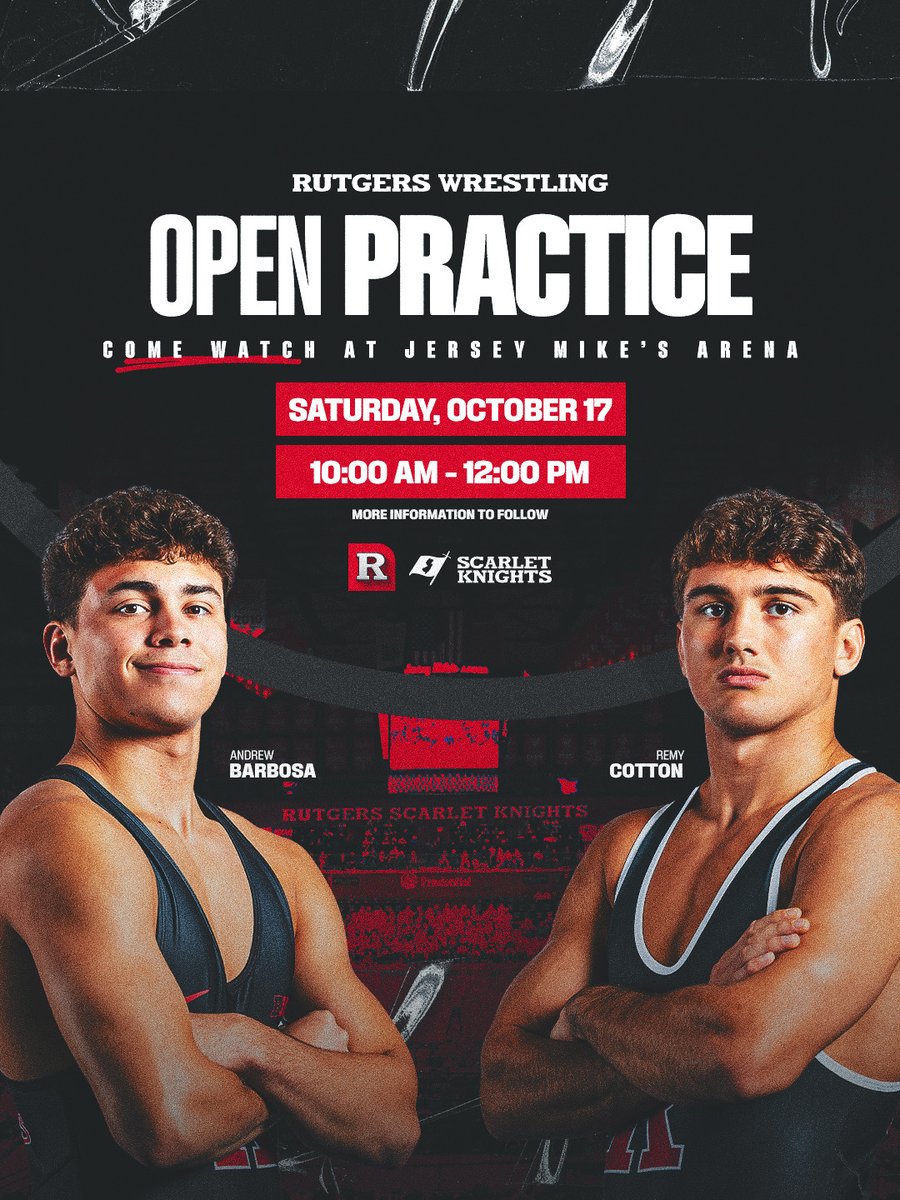 RUWrestling's tweet photo. Come out and get your first look at the squad this season.

Open practice is FREE and open to all fans. See you there!

#RelentlessPursuit | #GoRU https://t.co/0aO0Wf8NPJ