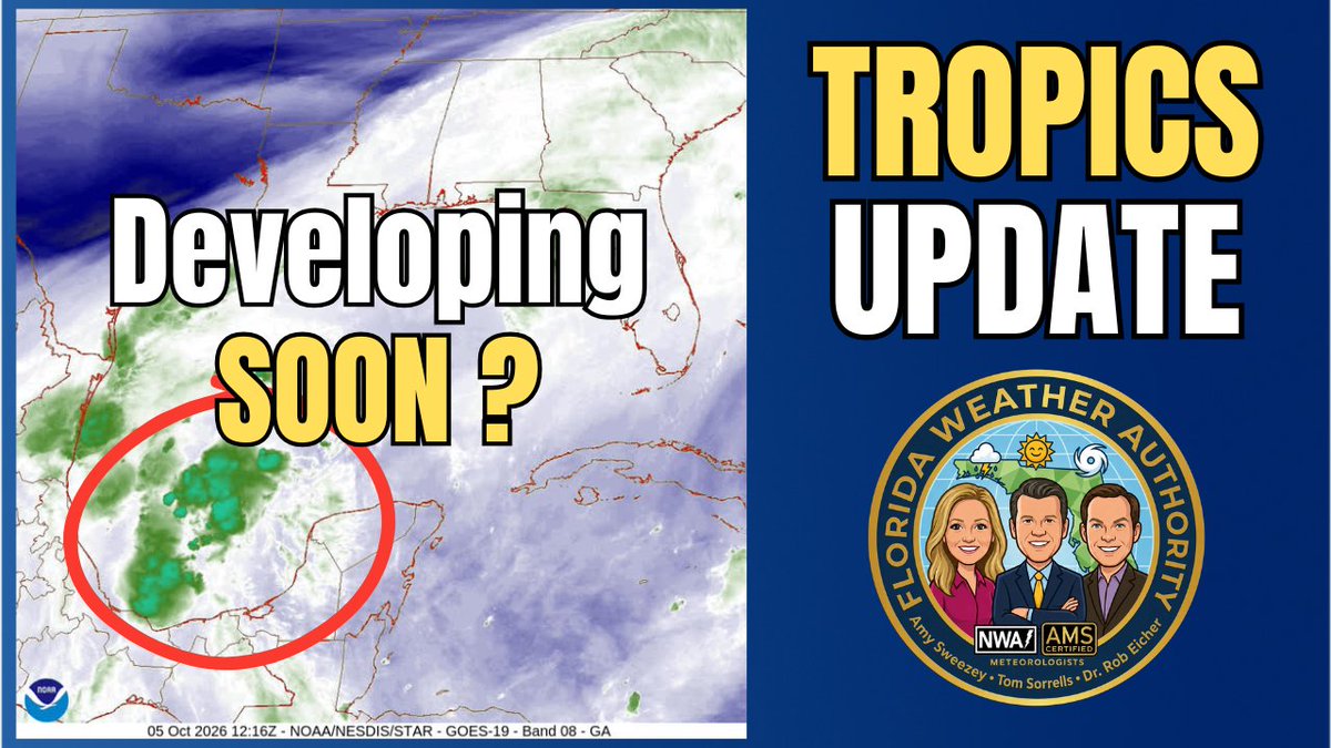 FLWxAuthority's tweet photo. An area in the southern Gulf could become more organized this week. Meteorologist @amysweezey breaks down the latest tropical outlook, what’s happening in the Bay of Campeche, and why warm water and low wind shear could support development: https://t.co/aRzlGWMRpU https://t.co/eErMEoLa1e