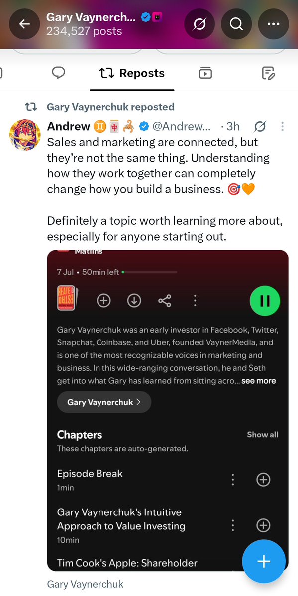 AndrewKing89143's tweet photo. Two reposts from Mr. @garyvee....still feels unreal. 🧡

Thank you, for noticing my posts and showing some love. It genuinely means so much to me. 

And to the Amazing VeeFam, Thank You for always supporting, engaging, and helping my posts reach more people. Your support is a huge part of this moment.

This is a community win!
