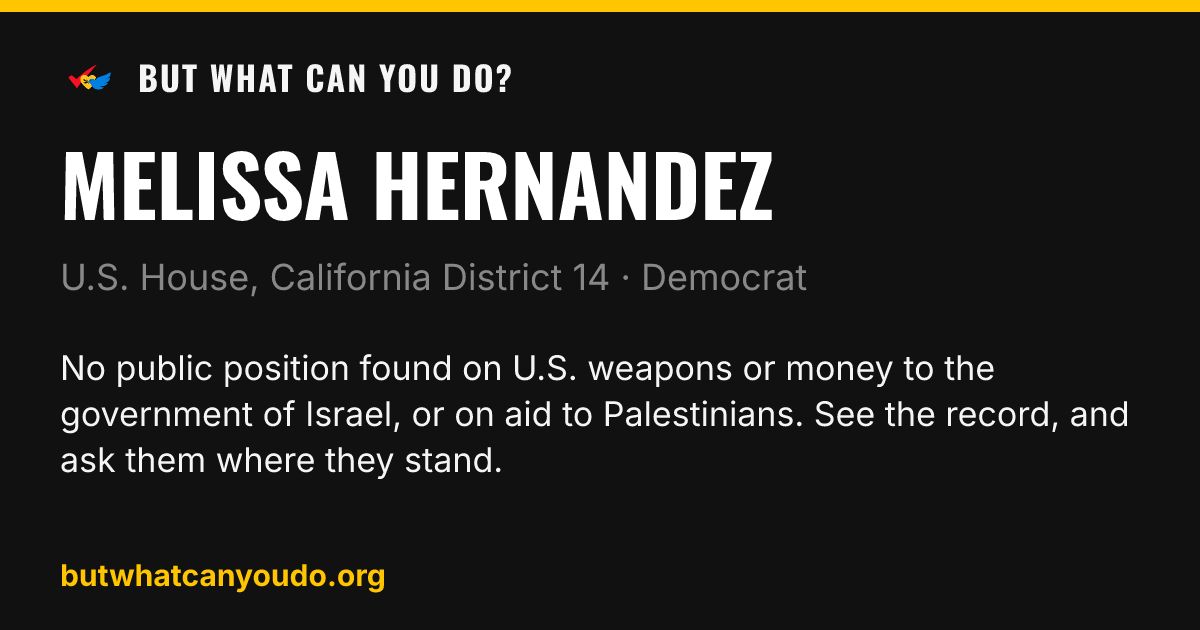 bwcyd_org's tweet photo. Same party. Same ballot. Opposite marks.

CA-34: Jimmy Gomez (D) ✗, backed with $1.7M by PACs we track. Angela Gonzales-Torres (D) ✓.

CA-14: Melissa Hernandez (D) ✗, backed with $830K. Aisha Wahab (D) ✓.

The party is settled. This question is not. #ArmsEmbargo #CA34 https://t.co/iaNBjaeDFH