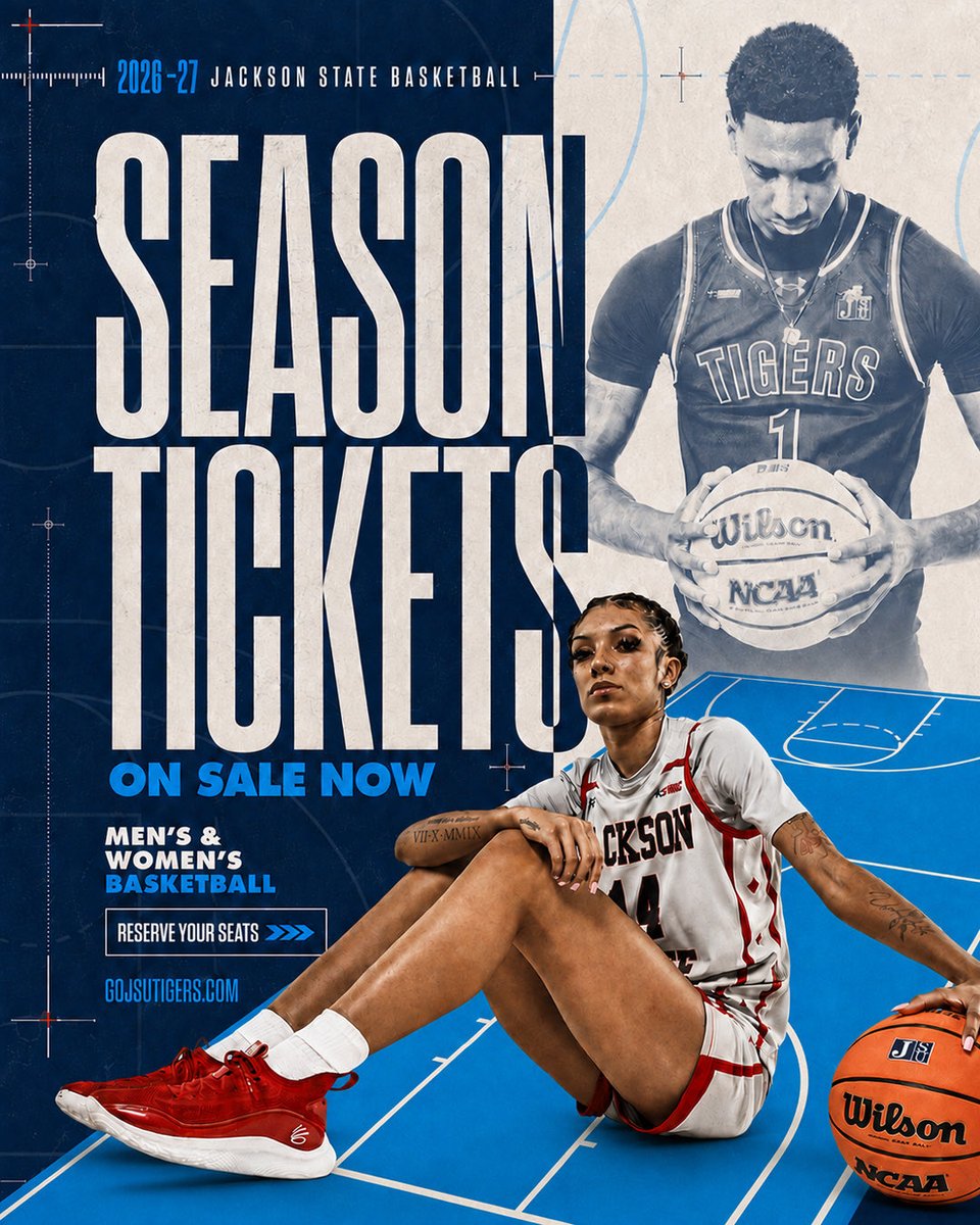 GoJSUTigers's tweet photo. Season tickets on sale NOW🏀

Purchase yours online or at the AAC Ticket Office or online at https://t.co/qknFfDLJ27 today!

#THEEiLove | #GoJSUTigersHoops🐅 https://t.co/Ofp7w7m7Dz