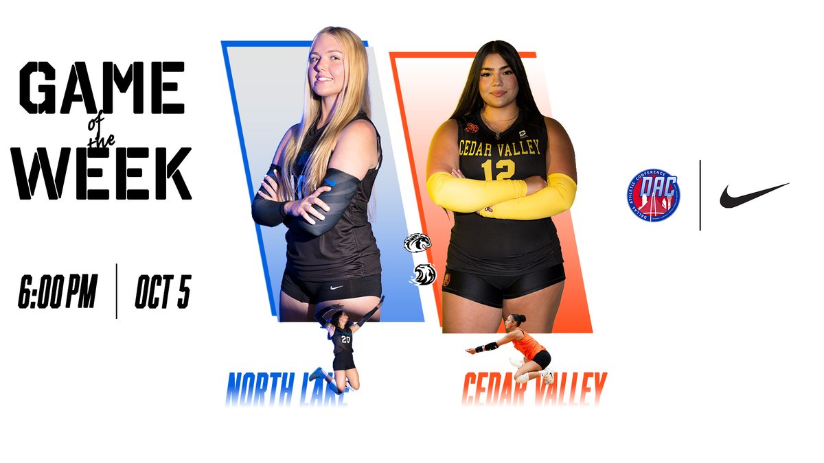 DallasAthConf's tweet photo. 𝐆𝐚𝐦𝐞 𝐨𝐟 𝐭𝐡𝐞 𝐖𝐞𝐞𝐤 

🏐 @DCNLBlazers (9-14, 2-2 DAC) at @CedarValleyVB (4-15, 1-3)
🕕 6 p.m.
📺 DAC Sports Network
🔗 https://t.co/SaKpLbiEC7
🏟️ Dallas College Cedar Valley

#DACSportsNetwork | #GameofWeek https://t.co/EovWJ0Ml4Q