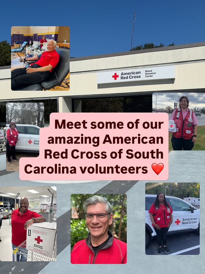 RedCrossSC's tweet photo. Meet some of our American Red Cross of South Carolina volunteers who make our mission possible across SC! 

Volunteers are the lifeblood of the Red Cross. Some 90% of our workforce is volunteers. https://t.co/6l8VEPs0Gj