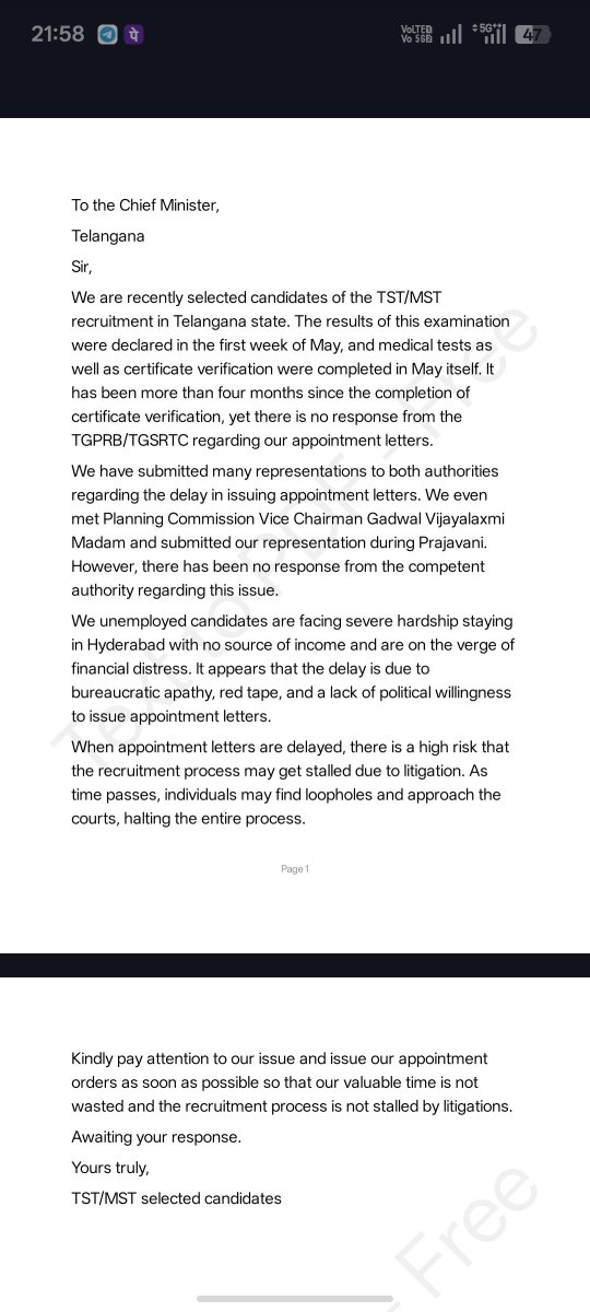 Prashanth_hyd1's tweet photo. Telangana unemployed on verge of distress.. Kindly give appointment orders for tst/mst selected candidates.@TGRTCHQ @revanth_anumula @TelanganaCMO @KTRBRS @BRSHarish @KTR_News @KTRoffice @Ponnam_INC @KaushikReddyBRS https://t.co/5LEvqLJc6E