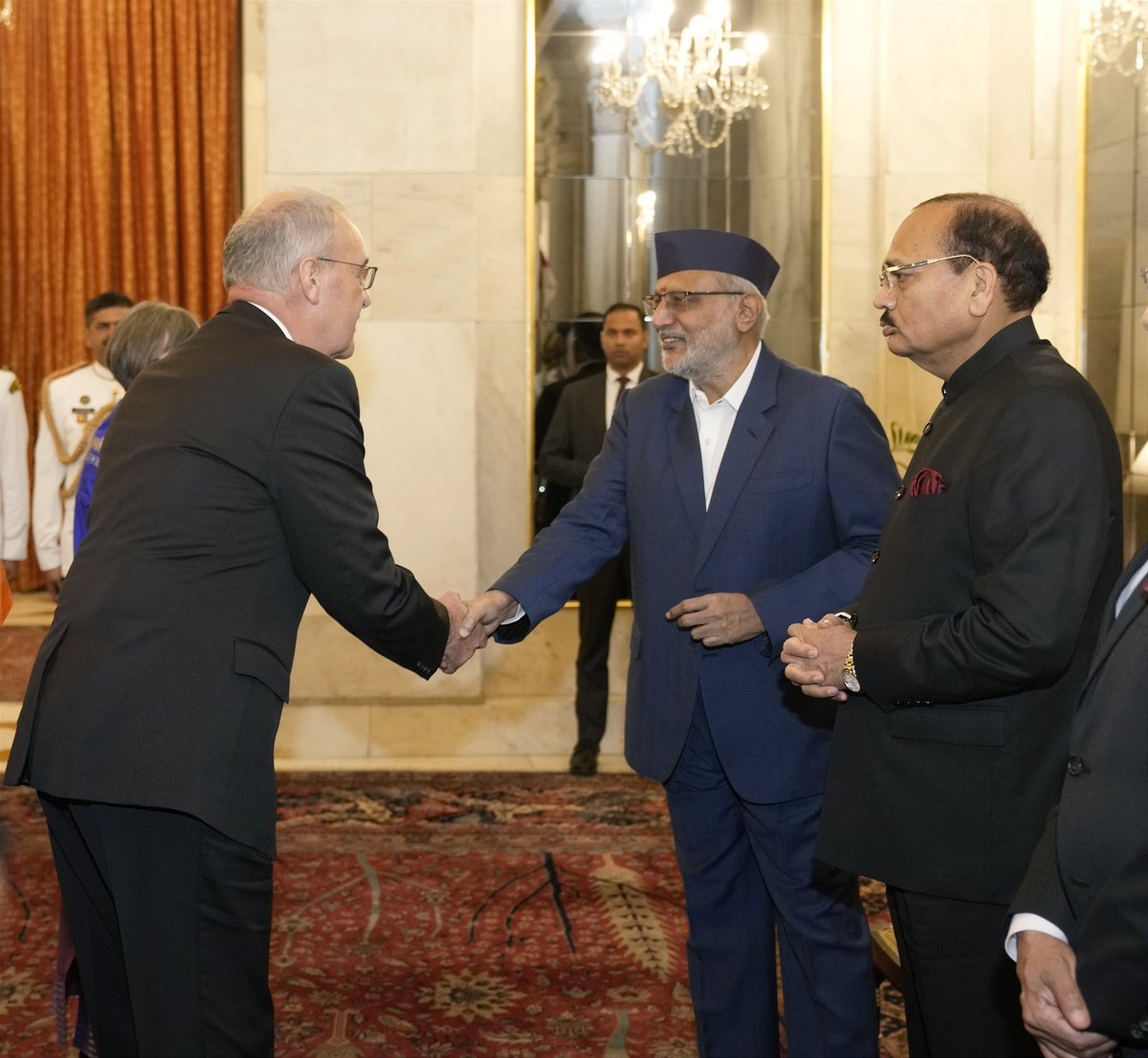 CPR_VP's tweet photo. Glad to attend the banquet hosted by our Hon’ble President Smt. Droupadi Murmu Ji in honour of the President of the Swiss Confederation, H.E. Mr. Guy Parmelin at Rashtrapati Bhavan today. https://t.co/wch1PrE16P