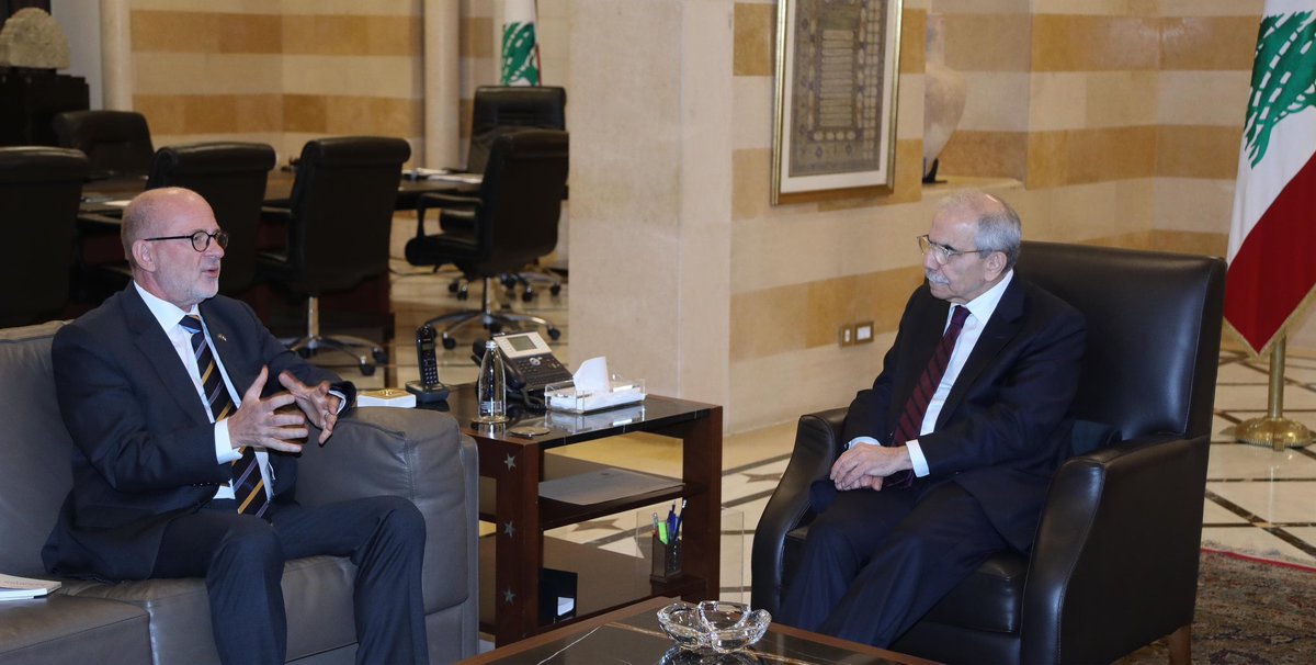 SwedenInLebanon's tweet photo. Good to meet Prime Minister @nawafasalam today, following his recent visit to New York.

We discussed our strong 🇸🇪🇱🇧 bilateral relations and Sweden’s firm political support for Lebanon’s sovereignty, state authority and reform agenda.

We also discussed the situation in the South, 🇸🇪 support to address humanitarian needs and the prospects for peace and stability, enabling people to return and rebuild their lives and communities.
