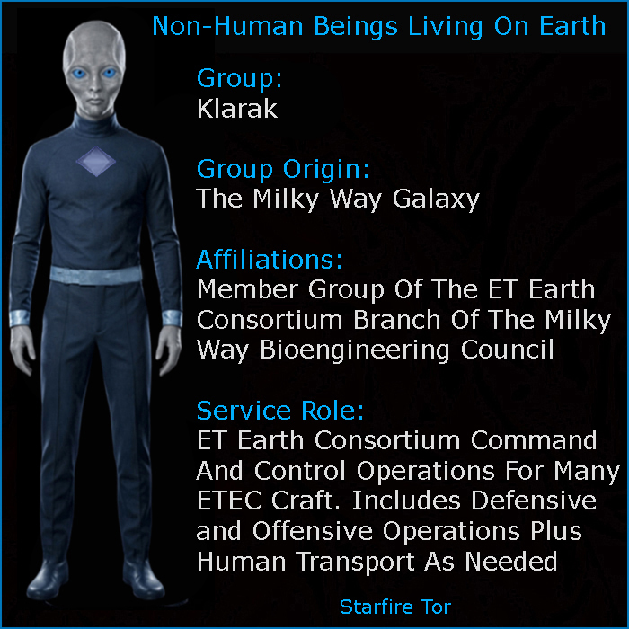 StarfireTor's tweet photo. The Klarak aka The Tall Greys
Non-Human Beings Living On Earth
Their Real Names & Service
This Is Real ET-UFO Disclosure
False ET Beliefs Cloak Real ET-UFO Disclosure
Are My Missing Bioengineered Siblings Involved?
October 5, 2026

I HAVE SAID THIS BEFORE AND I’M SAYING IT AGAIN – BECAUSE YOU NEED TO KNOW THIS INFO. Of all of the real ETs living on or around Earth, there are some who are the most mispresented by the public. This includes who the ETs really are, what they actually do, how long they’ve been living on and around Earth, and how they do or don’t interact with Humans.

At the top of this list are the KLARAK aka Tall Greys, ODAANI aka Blue Skins, GWEE aka Small Greys, ELARIAN aka Angels, JARON aka Nordics, and SHADAY aka Reptilians. This report will clear up many of the misrepresentations about the Klarak aka the Tall Greys.

First, I’m giving you a brief look at the real Klarak ETs aka the Tall Greys. They are Grey skinned and they are relatively tall compared to the average Human’s height. So Humans got that part right. After my brief Klarak profile, below, I will continue with a lot more ‘need to know’ info about ETs and how those hiding real ET-UFO disclosure are using a large number of the public’s false ET beliefs to hide real ET-UFO disclosure from the Human population on planet Earth. This includes, how misinformation about the Klaraks is used to do that.

PROFILE
Group:
Klarak

Group Origin:
The Milky Way Galaxy

Affiliations:
Member Group Of The ET Earth Consortium Branch Of The Milky Way Bioengineering Council

Service Role:
ET Earth Consortium Command And Control Operations For Many ETEC Craft. Includes Defensive And Offensive Operations Plus Human Transport As Needed
END PROFILE

There are a number of self-proclaimed ET-UFO insiders and experiencers who have gotten a lot of attention and mega clicks and shares. The ET-UFO community and the New Age/starseed community are two of the largest alternative subcultures on the internet. If someone’s motive is to get a lot of attention and clicks, thru the net, then aligning with these mega communities is the way to go. The same goes for making money from these communities. It rings true for the sincere in these communities, and it rings true for the grifters in these communities.

Unfortunately, the sincere and the grifters are in a feedback loop where they are mutually supporting each other’s material – and in many cases – self claimed identity. Grifters are experts at pulling in believers, no matter what the topic or belief. In the ET-UFO community, grifters pull sincere believers in by appealing to the part of the sincere where a glimmer of truth exists in the soul and in the genetics. Once a grifter taps into that sincere person’s knowing, the sincere person latches onto the grift as a huge part of their identity.

Detaching a sincere person, from the insincere grift, is a nearly impossible task. The sincere will defend the grift because they believe they are defending their identity. As I see it, the sincere can be detached, from the grift, without having to throw away their identity. How? By reconfirming and strengthening that parts of the sincere person’s original soul and genetic knowing. Only a person, who really knows about real ETs vs Sci-Fi fantasy ETs, can help the sincere who have joined their identity to a grift.

You may be wondering, how these sincere ET-UFO believers – and those perpetrating the ET-UFO grifts – are at the center of how ET-UFO disclosure is being distorted and hidden from the public. Simple. Just go back to what I said about the ET-UFO and New Age communities being huge on the net. Those that hide the truth, are accomplishing it right now, by jacking up many of the main beliefs in those groups. The hiders of real disclosure have made great a study of the psychology and high trending of the topic.

People who grift on the topic are personally benefitting from their grift. For the most part, these grifters are not in league with those managing a lock down on real ET-UFO disclosure. Since the 1940’s at least. ET-UFO grifters [like George Adamski, George Van Tassel, and Howard Menger] unknowingly gave the ET-UFO disclosure gatekeepers the perfect cover to hide their advanced tech and aviation work. They simply kept those ET-UFO rumors going as a zero dollars spent cloaking operation.

IMO some of these Human advancements need to be kept secret – for the time being. I just don’t like how sloppy and unnecessary so much of the cover-up has been over the decades. I am also very concerned about these Human bioengineering claims by these insiders. Humans are very able to engage in realistic foolery. As part of their cover-up, some Humans even got made up as Klarak ETS and other.

BTW: The Klaraks are the good guys. They have never - in reality - been the bad guys. That's part of the made of Sci-Fi stuff used to misrepresent them. Along with their vital ET Earth Consortium work, they have fantastic brains that are capable of helping to open Human brain gates. 

My bigger concern is if any of the bioengineering claims are true [I know that Humans try to create fake ETs]. If they are true, or if the ET bodies recovered in craft are true,  then does this explain the disappearance of my 14 bioengineered siblings back in the 1900s? I want these answers and I want them NOW!