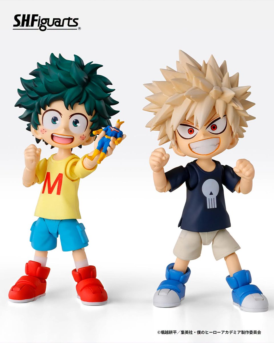 TamashiiNations's tweet photo. 【PREMIUM BANDAI WEEK】
S.H.Figuarts IZUKU MIDORIYA＆ KATSUKI BAKUGO-Childhood Set-

This set includes a variety of optional parts, including an All Might mini figure &amp; cards, allowing you to recreate various on-screen scenes!

*S.H.Figuarts ALL MIGHT is sold separately. https://t.co/VL133YOvlX