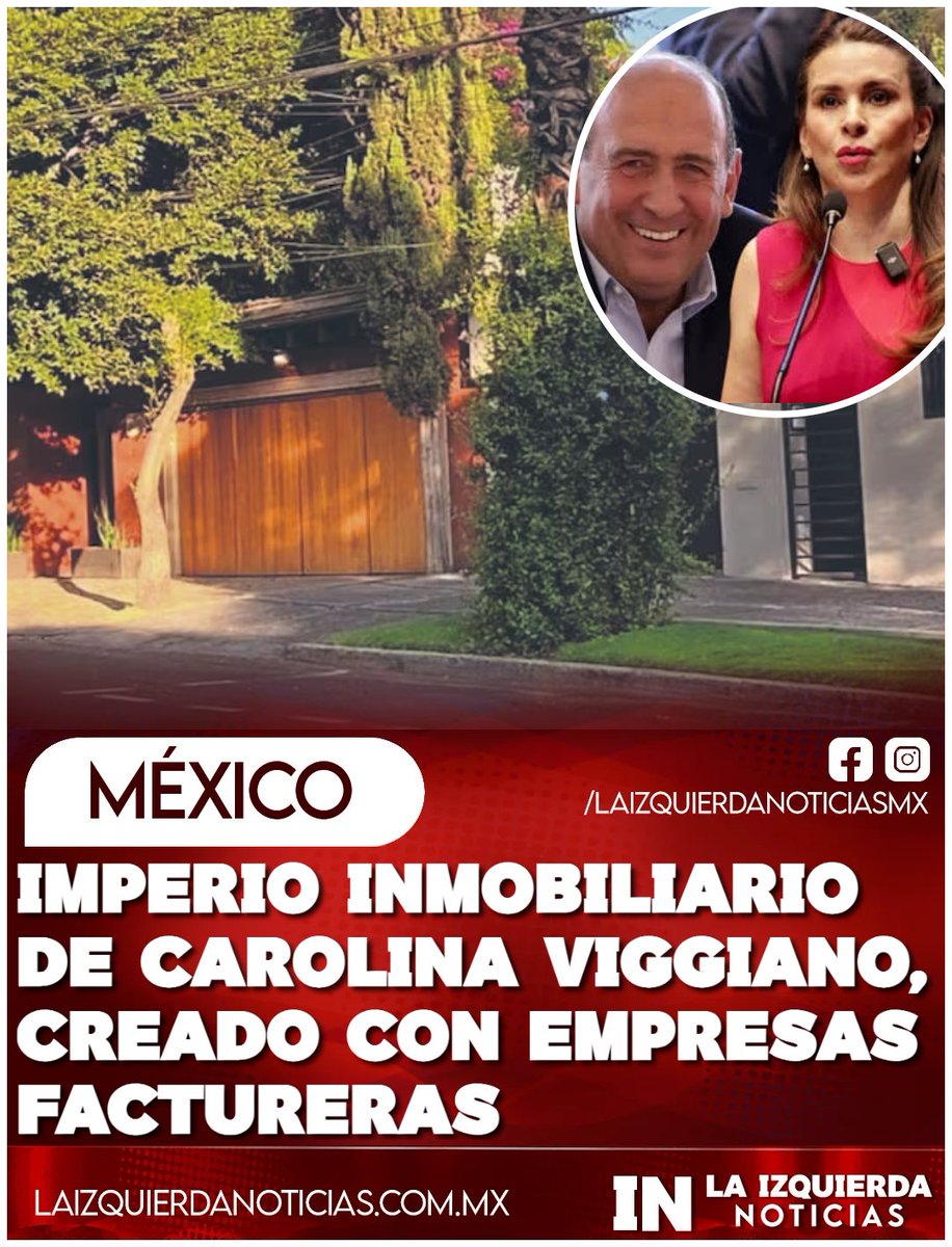 IzqNoticiasMx's tweet photo. ¡PRIMERO UN TERRENO DE ORO, AHORA UNA MANSIÓN! La priista Carolina Viggiano tiene una casa de más de 40 millones de pesos en Lomas de Chapultepec. El Universal acusa que  la operación aparece Borsa Inmuebles y Bienes Raíces, una empresa que el SAT señala como posible facturera. En la trama también aparece Corporativo Awiki S.A. de C.V., proveedora del estado de Coahuila durante el sexenio de Rubén Moreira, esposo de Viggiano Austria.  Así construyen patrimonio los priistas #Viggiano #CártelInmobiliario