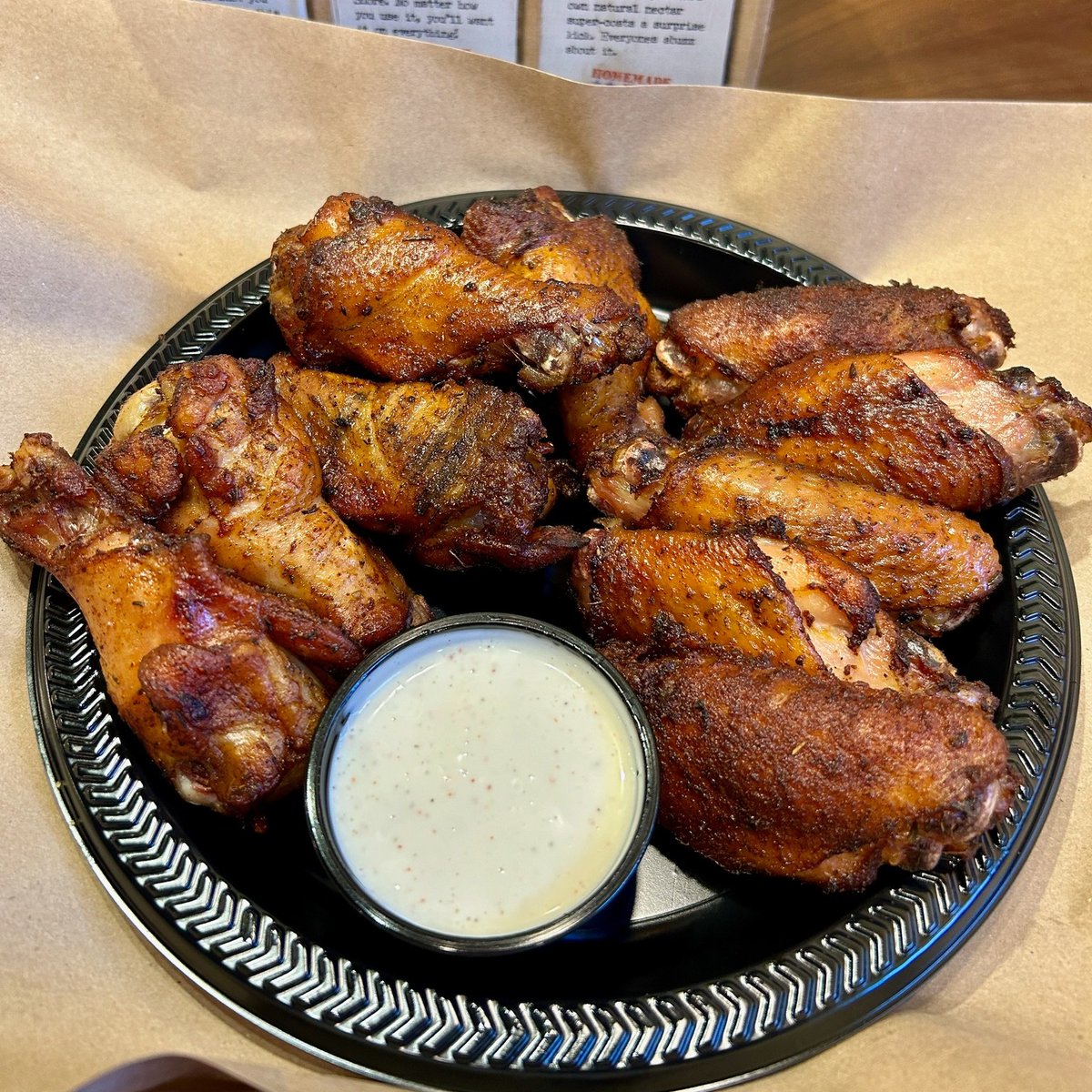 MissionBBQ's tweet photo. Get 'em while you can!
Smoked Jumbo XXL Wings, Corn Casserole, Potato Salad, and Salted Caramel Pudding! They’re heading out of town soon and won’t be back for a bit so come on in now for last bites of our Seasonal Specials. https://t.co/MkenjVe9W6