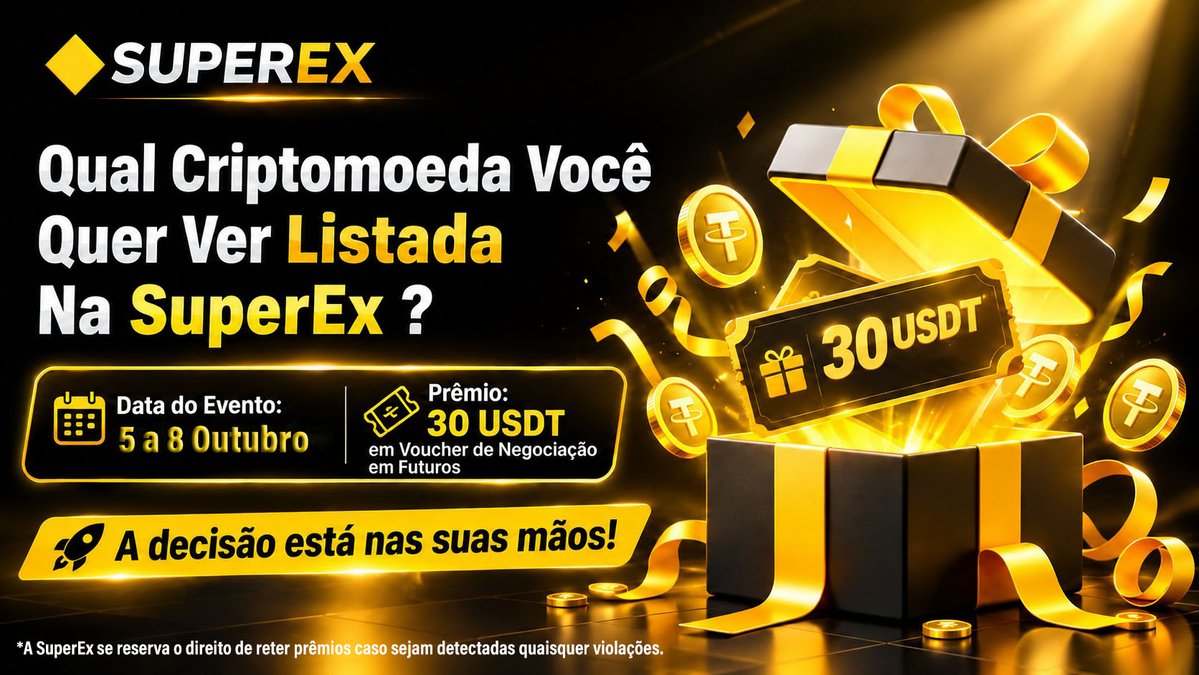 SuperexBrazil's tweet photo. 🔶Se você pudesse escolher uma criptomoeda para ser listada na SuperEx, qual seria?

🏆$30 USDT EM VOUCHERS DE NEGOCIAÇÃO! 🎟

📌Como Participar

1️⃣Siga @SuperexBrazil
2️⃣Curta e RT🔄
3️⃣Comente qual cripto você gostaria que fosse listada na SuperEx
4️⃣Marque 3 amigos 👥
5️⃣Deixe UID https://t.co/eDZmW9Cplc