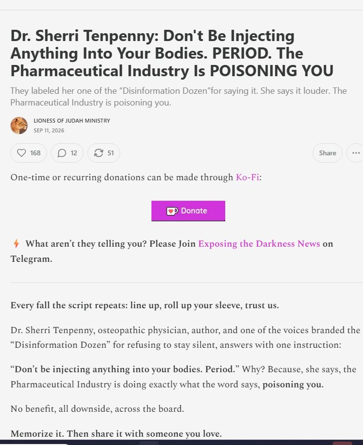 JaniceJame6vjh's tweet photo. https://t.co/yPUQskyXDS
#Meme #Tenpenny #Poison #Vaccines #Vaccination #FDA #BigPharma #DisinformationDozen #Indoctrination #Brainwashed #Asthma #Allergies #Eczema #ADD #ADHD #NeurologicalProblems https://t.co/pWZNGw5U7k