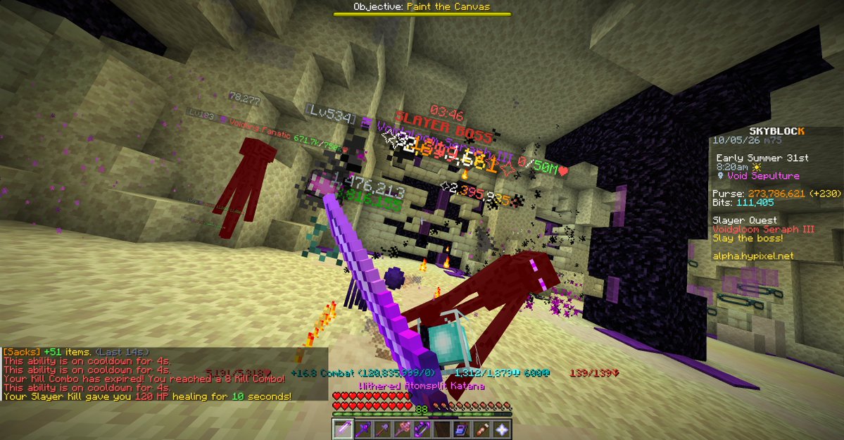 BraveCreeperJPN's tweet photo. Enderman Slayer の方も Spider, Wolf と同じように DIFF=1.5 らしい。

Wolfram Alpha に投げてもだいたい同じ結果が出た。

Zombie~Enderman は全部 DIFF=1.5 で固定になっているらしいな。

#Minecraft #Hypixel #Skyblock https://t.co/28EWjOQ1YV