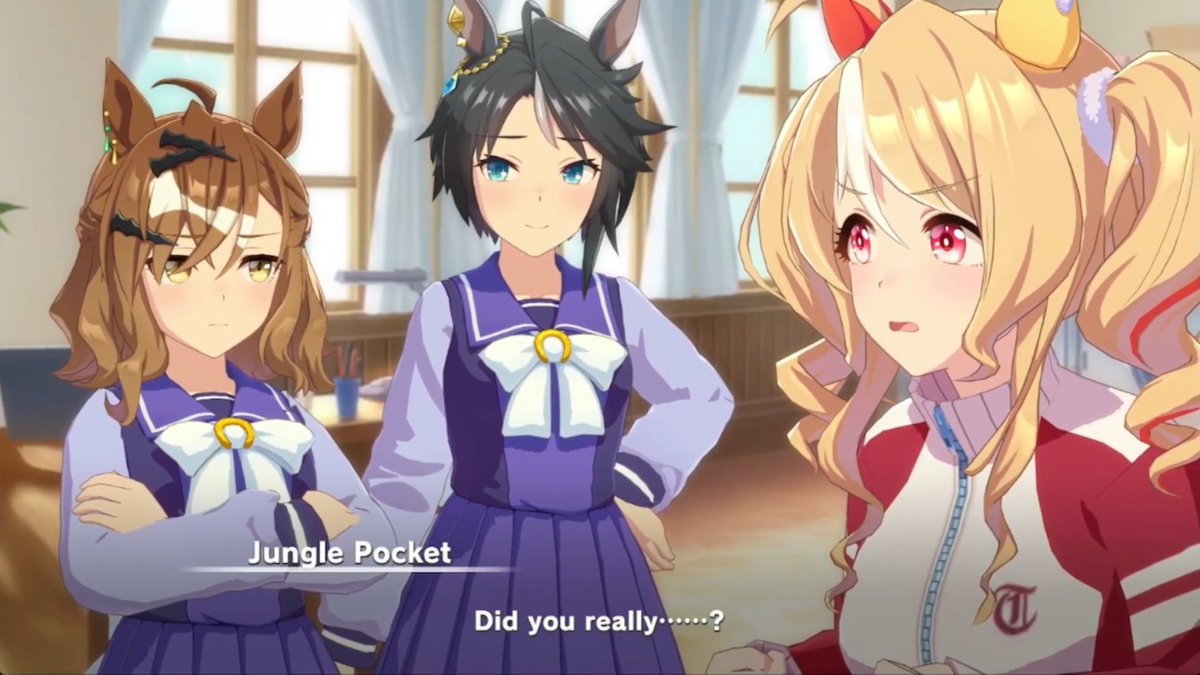 pokketivity's tweet photo. Unrelated but one thing I find funny is how Pokke is basically the Mom Friend™ of the team

There are more senior team members like North Flight, Fuji Kiseki, and Hishi Akebono... but the "scolding the youngest in concern" part is always played by Pokke lol https://t.co/foHghGZO7u