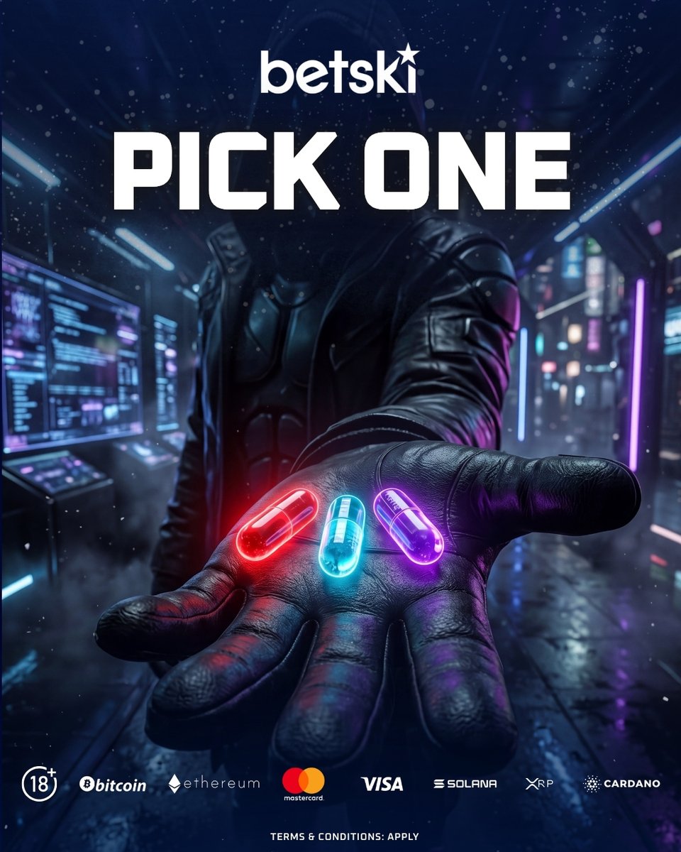 Betski's tweet photo. 💊 PICK ONE

🔴 Red
🔵 Blue 
🟣 Purple 

❤️ Like + share to enter
🎁 3 winners get 25 Free Spins
👇 Drop your pick below https://t.co/iWb2heZgB0